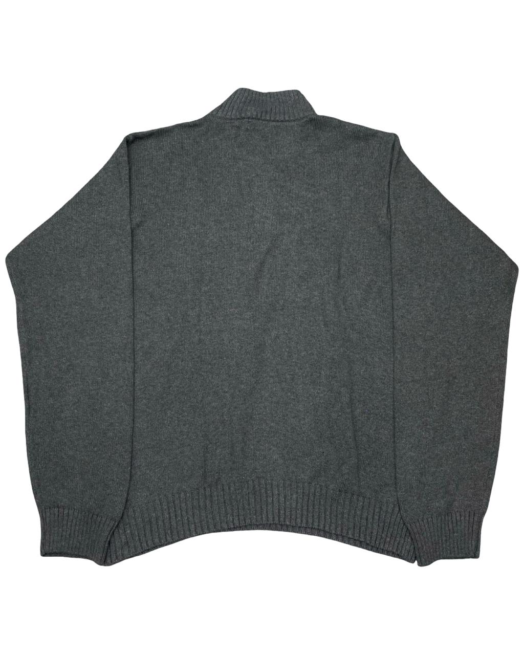 IZOD Gray Quarter-Zip Mock Neck Sweater | Size Large | Chest 25”