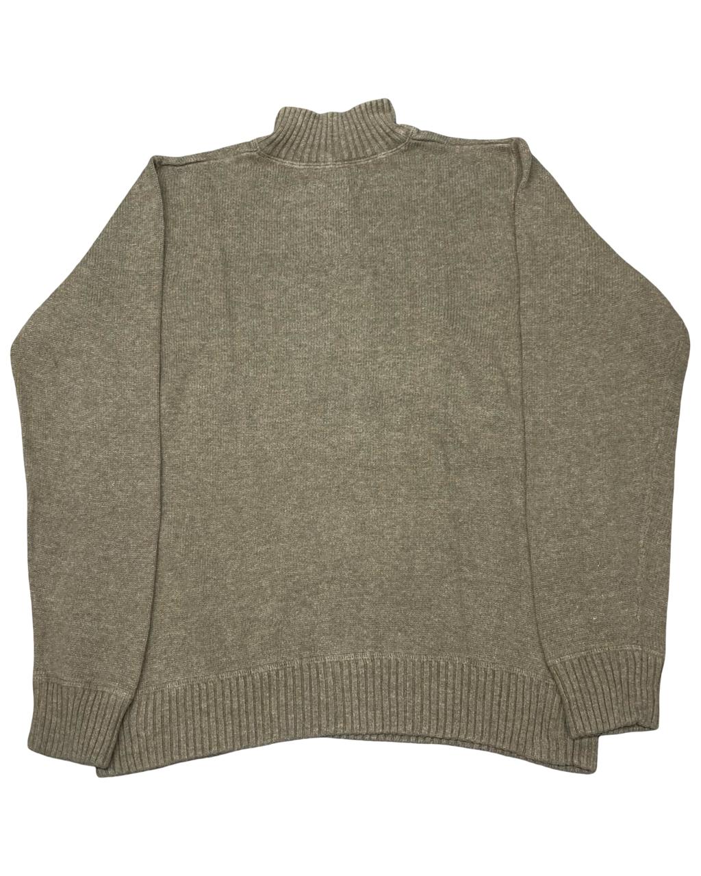 Eddie Bauer Taupe Heather Quarter-Zip Sweater | Size Large | Chest 24.5”