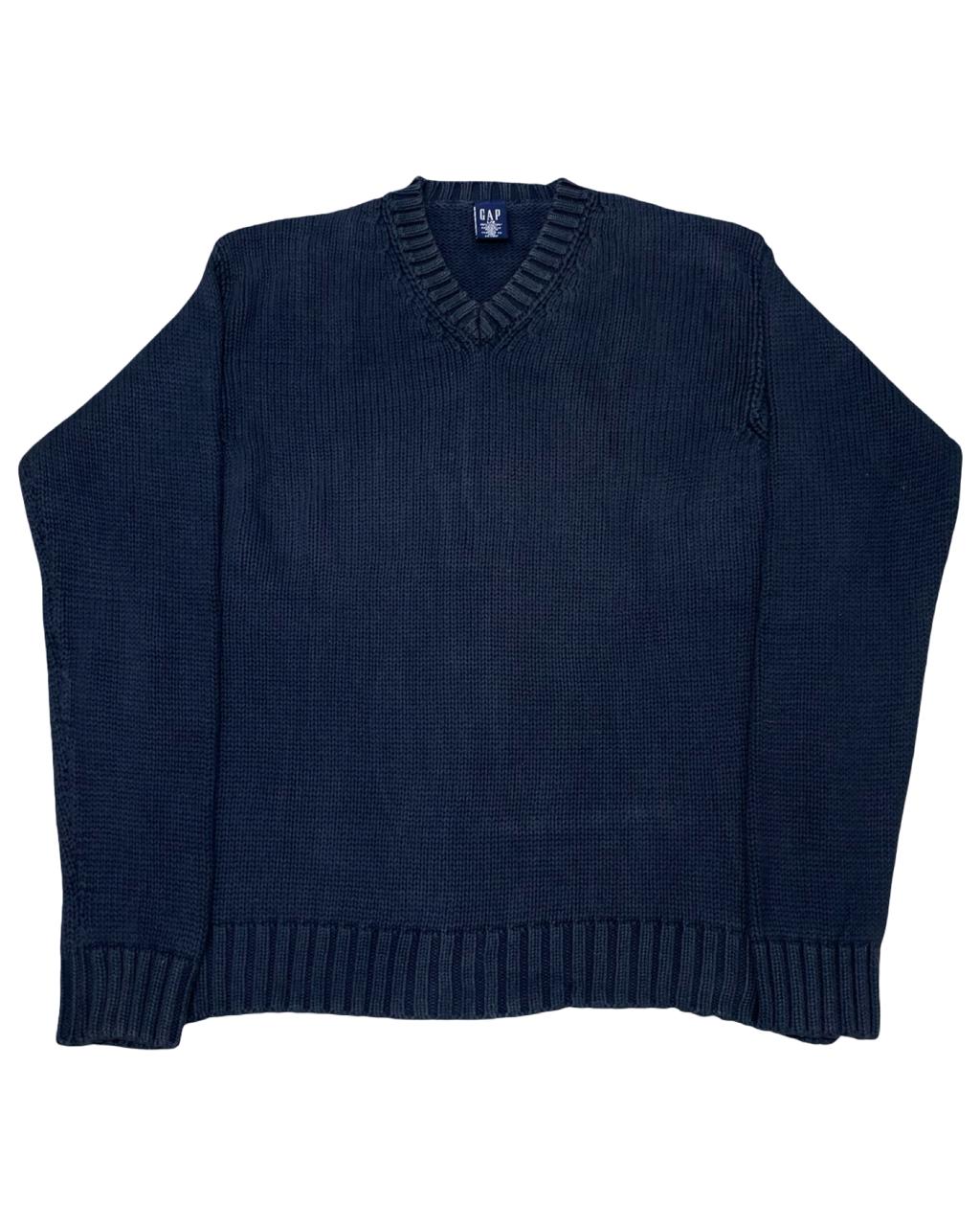 GAP Navy Chunky Knit V-Neck Sweater | Size Large | Chest 24”