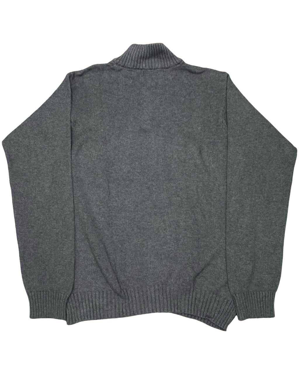 IZOD Heather Gray Quarter-Zip Mock Neck Sweater | Size Large | Chest 23”