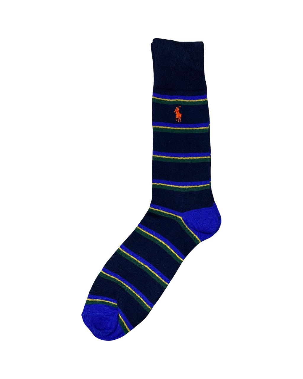 Ralph Lauren 3-Pair Multi-Stripe Socks Set – Navy, Green & Red | Factory Leftovers