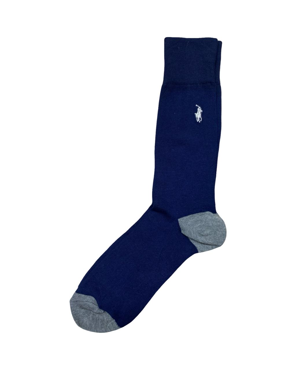 Ralph Lauren 3-Pair Classic Stripe Socks Set – Grey, Navy & Blue | Factory Leftovers