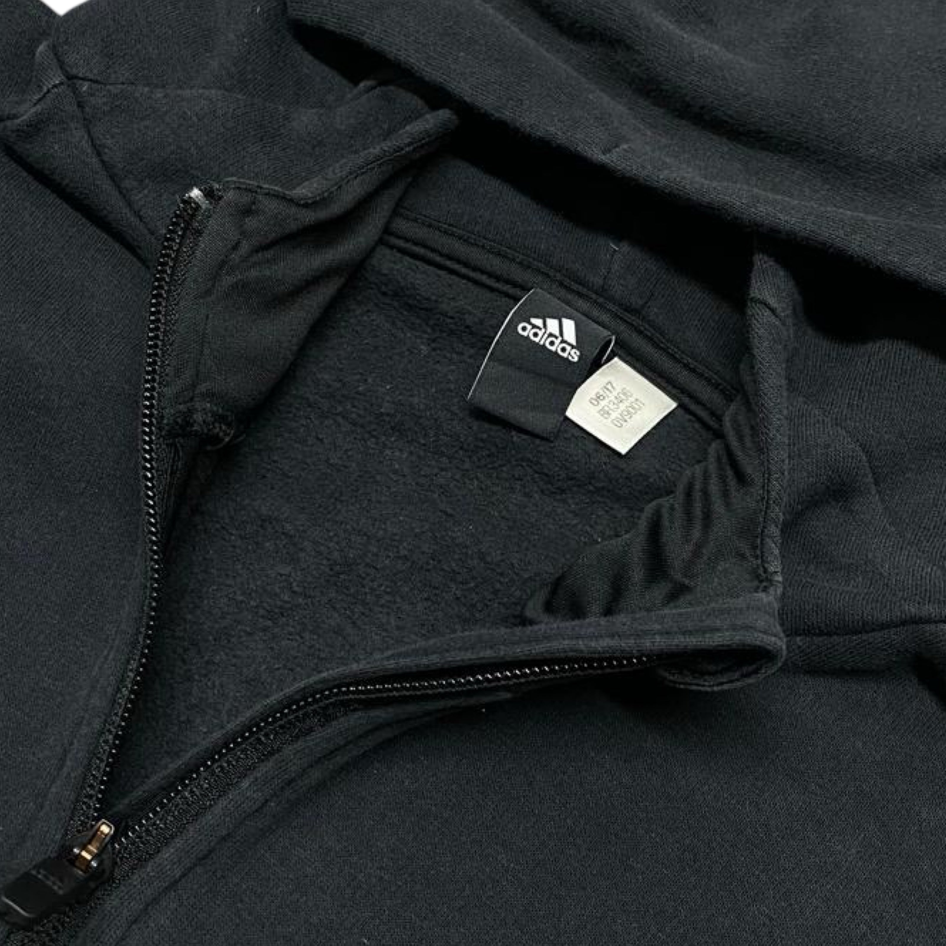 Adidas Black Hoodie with Half-Zip and Front Pocket | Medium