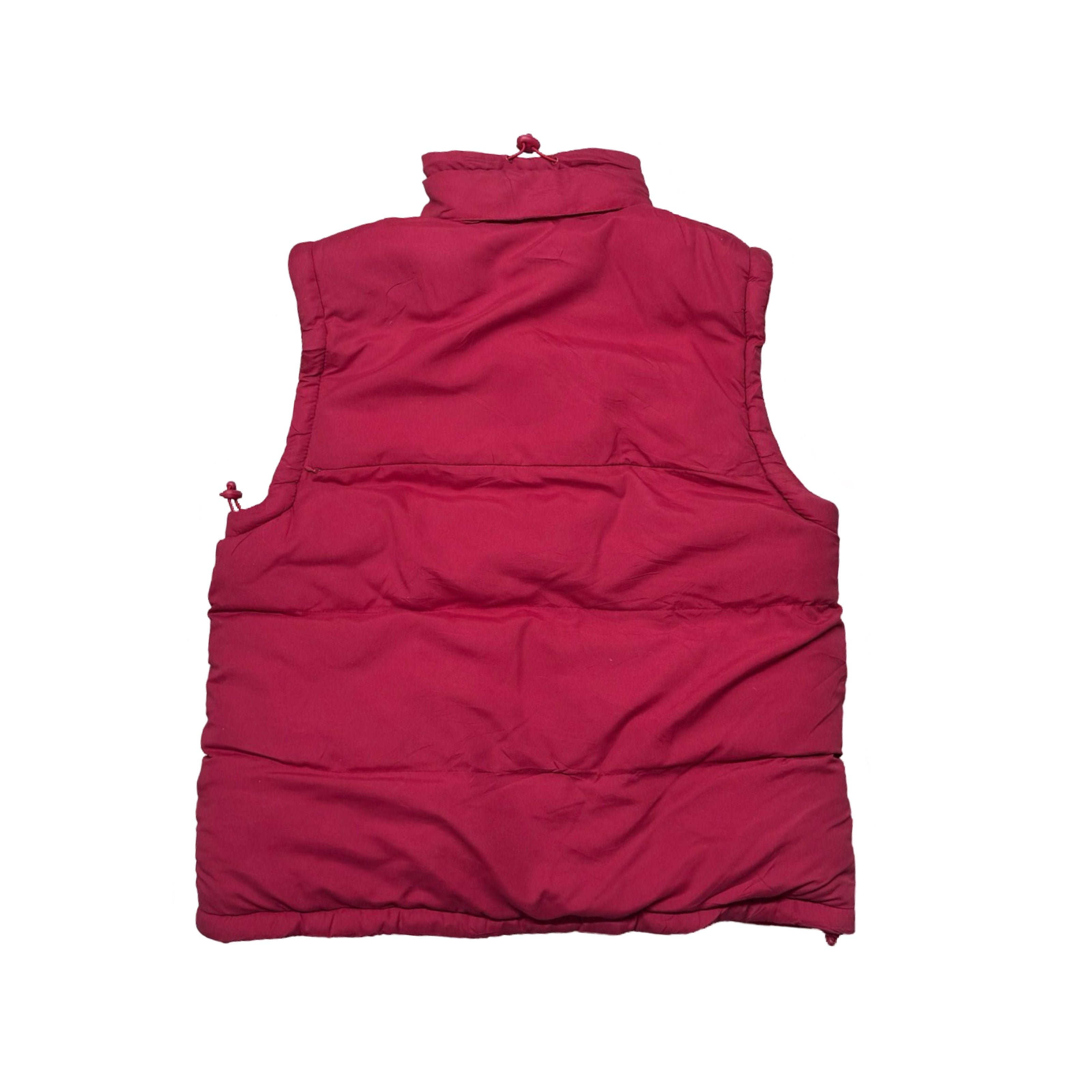 Result Red Puffer Vest with Fleece Lining and Foldable Hood | Large