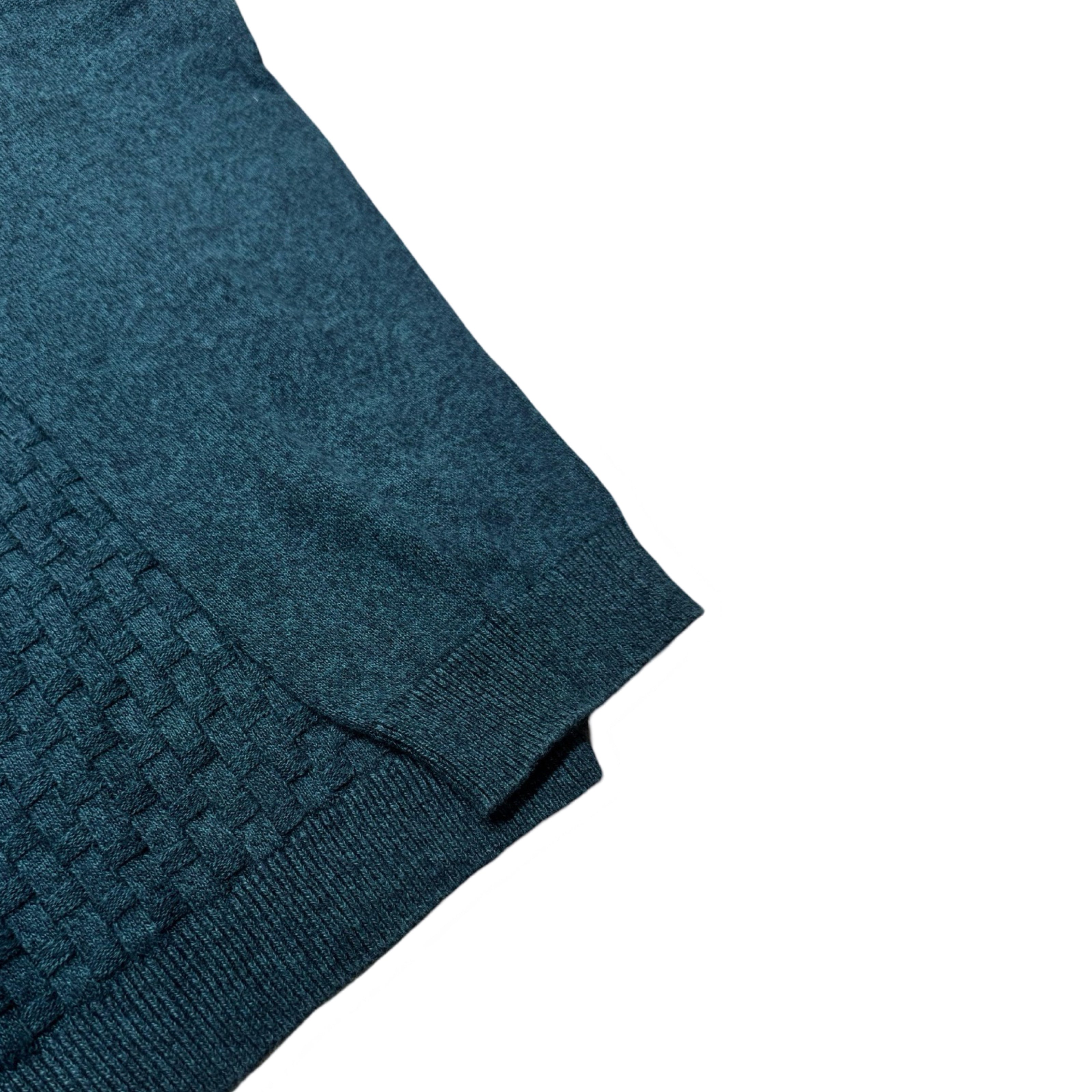 Easy Green Knitted Texture Crew Neck Sweater | XL