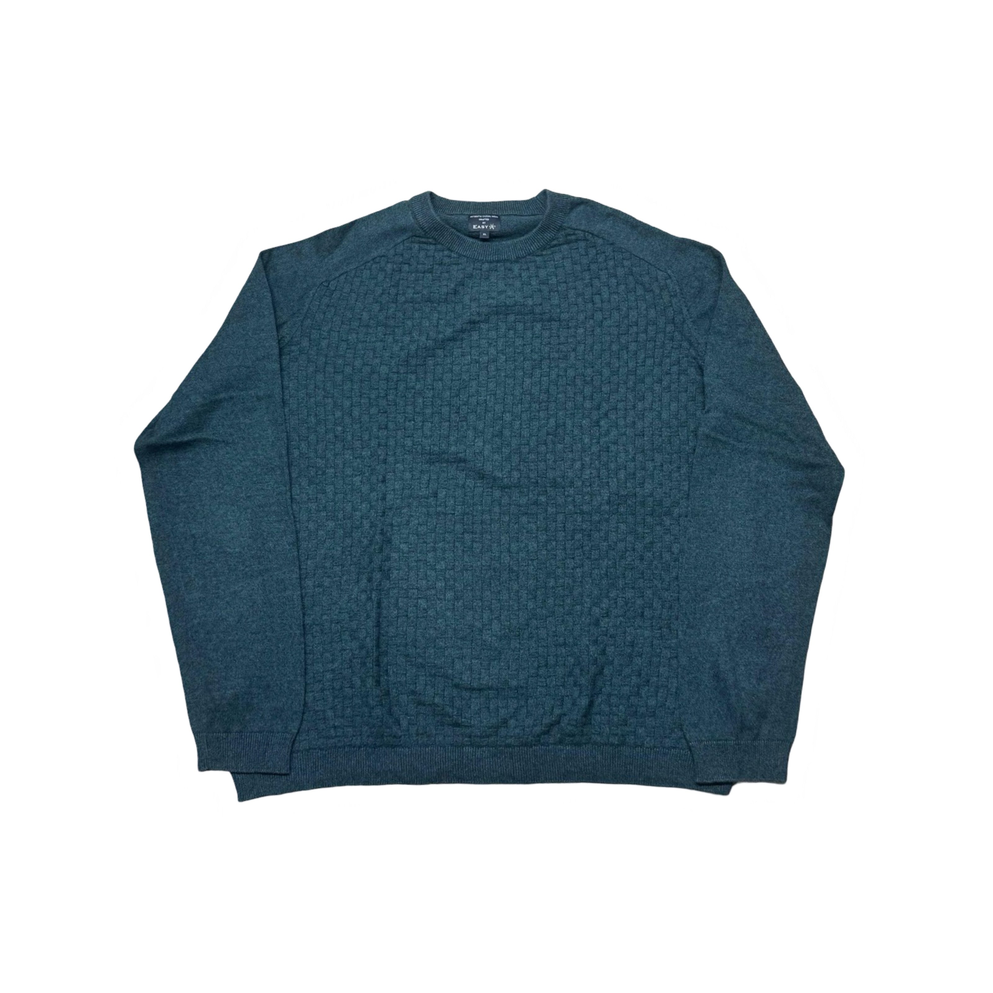 Easy Green Knitted Texture Crew Neck Sweater | XL