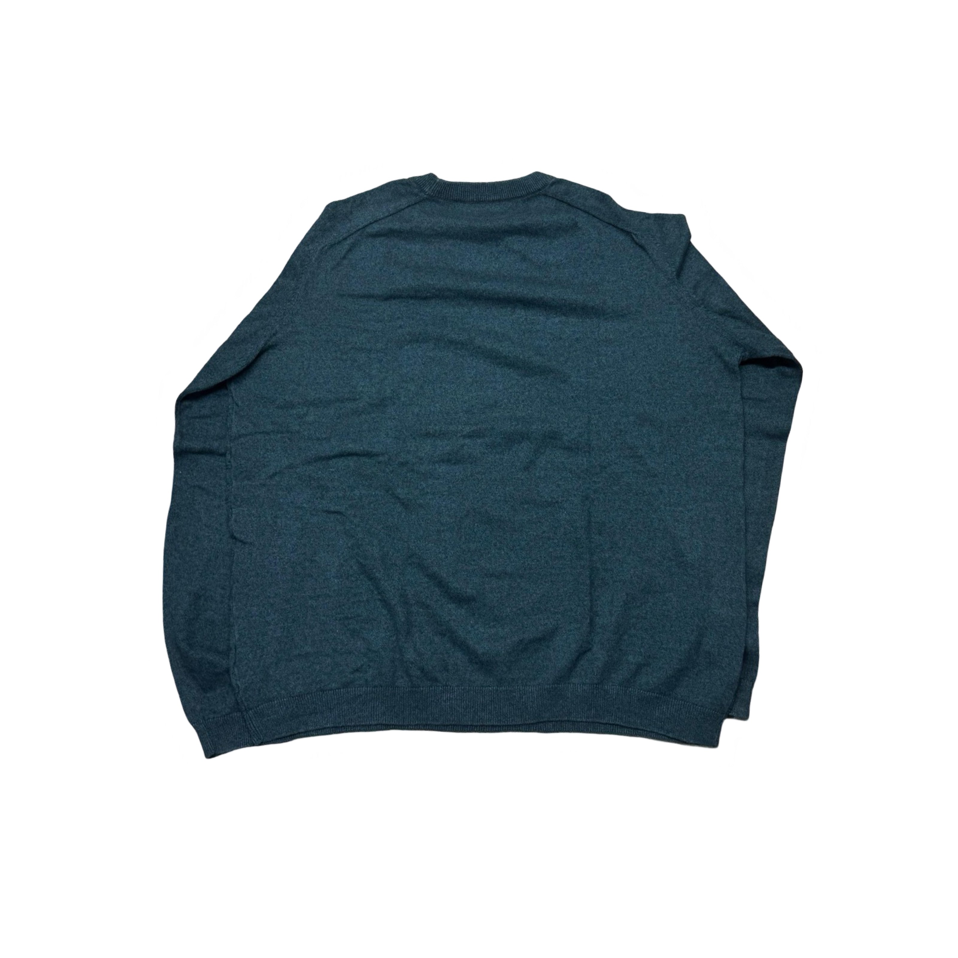 Easy Green Knitted Texture Crew Neck Sweater | XL