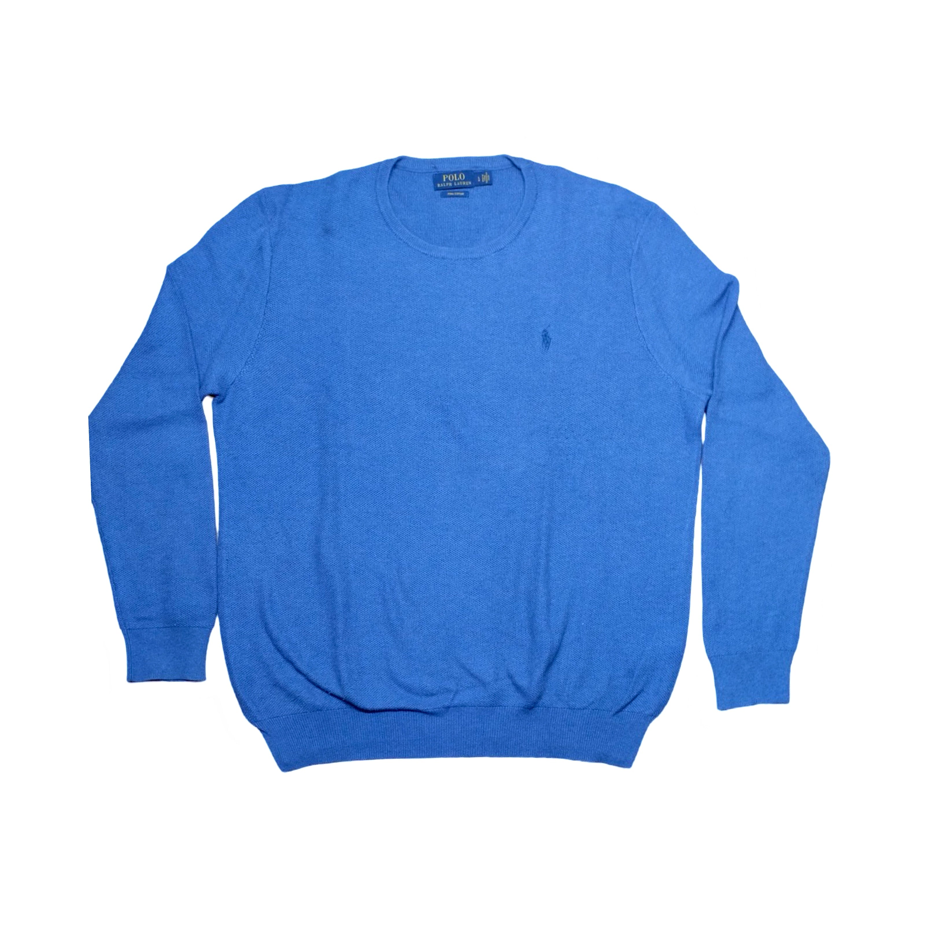 Polo Ralph Lauren Classic Blue Crew Neck Sweater | Large