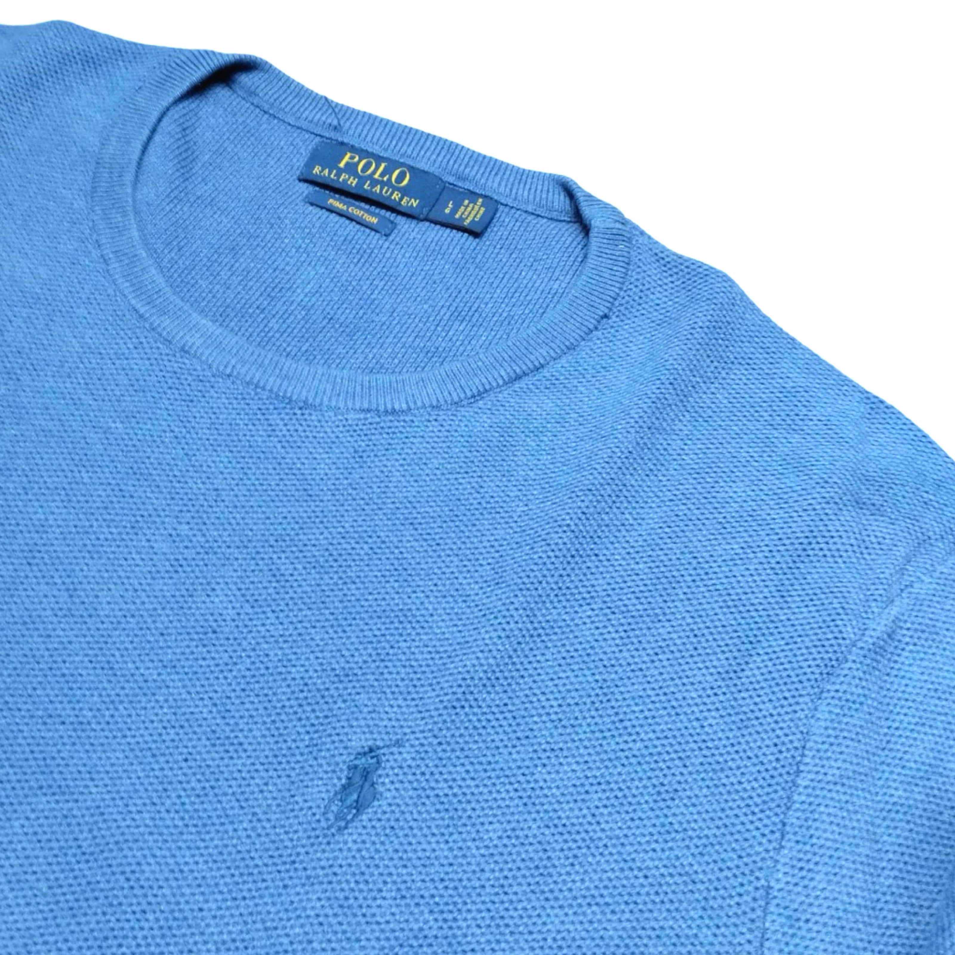 Polo Ralph Lauren Classic Blue Crew Neck Sweater | Large