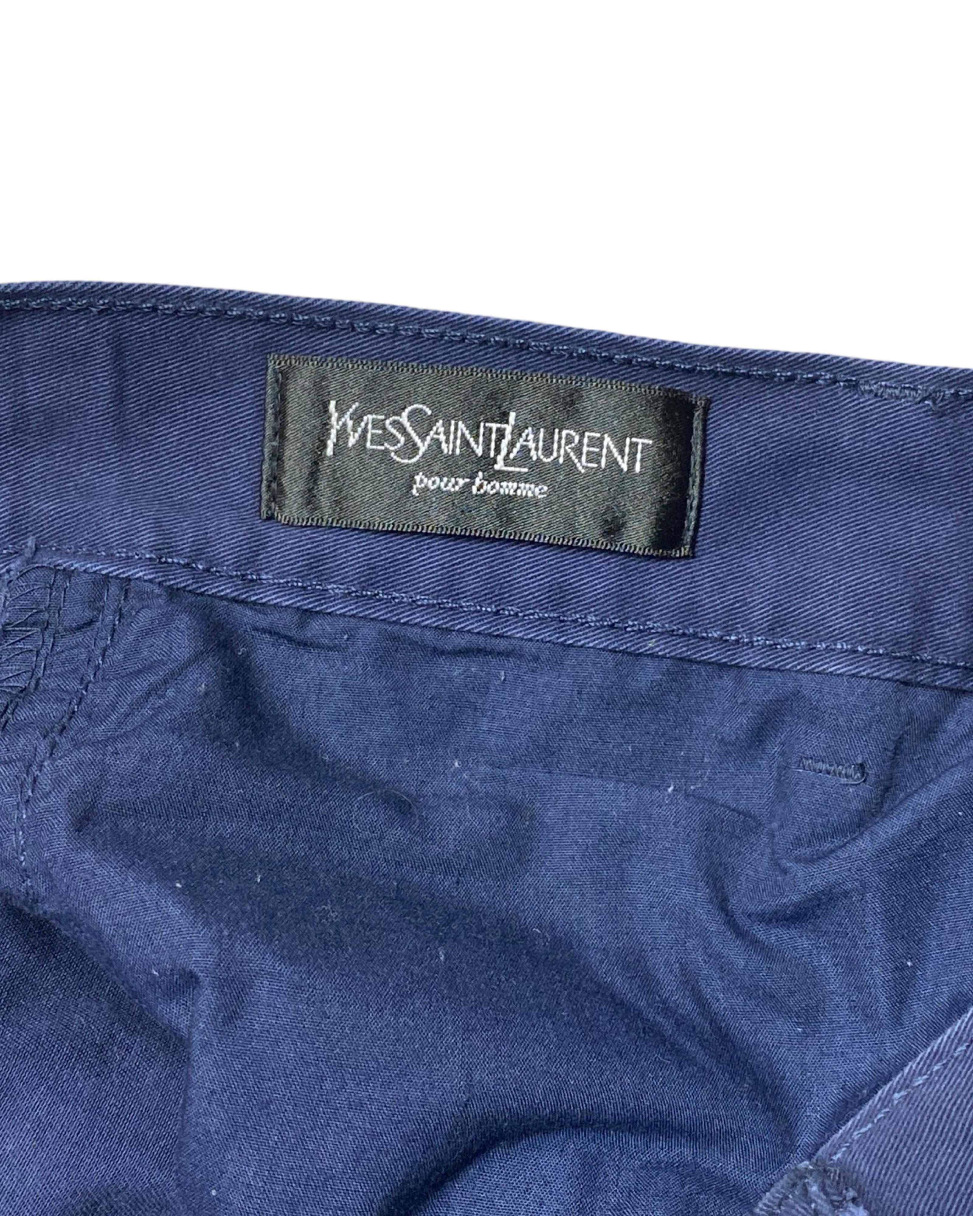 Yves Saint Laurent pour Homme Jeans – Navy Blue Embroidered Denim | Waist 32” | Length 38.5”