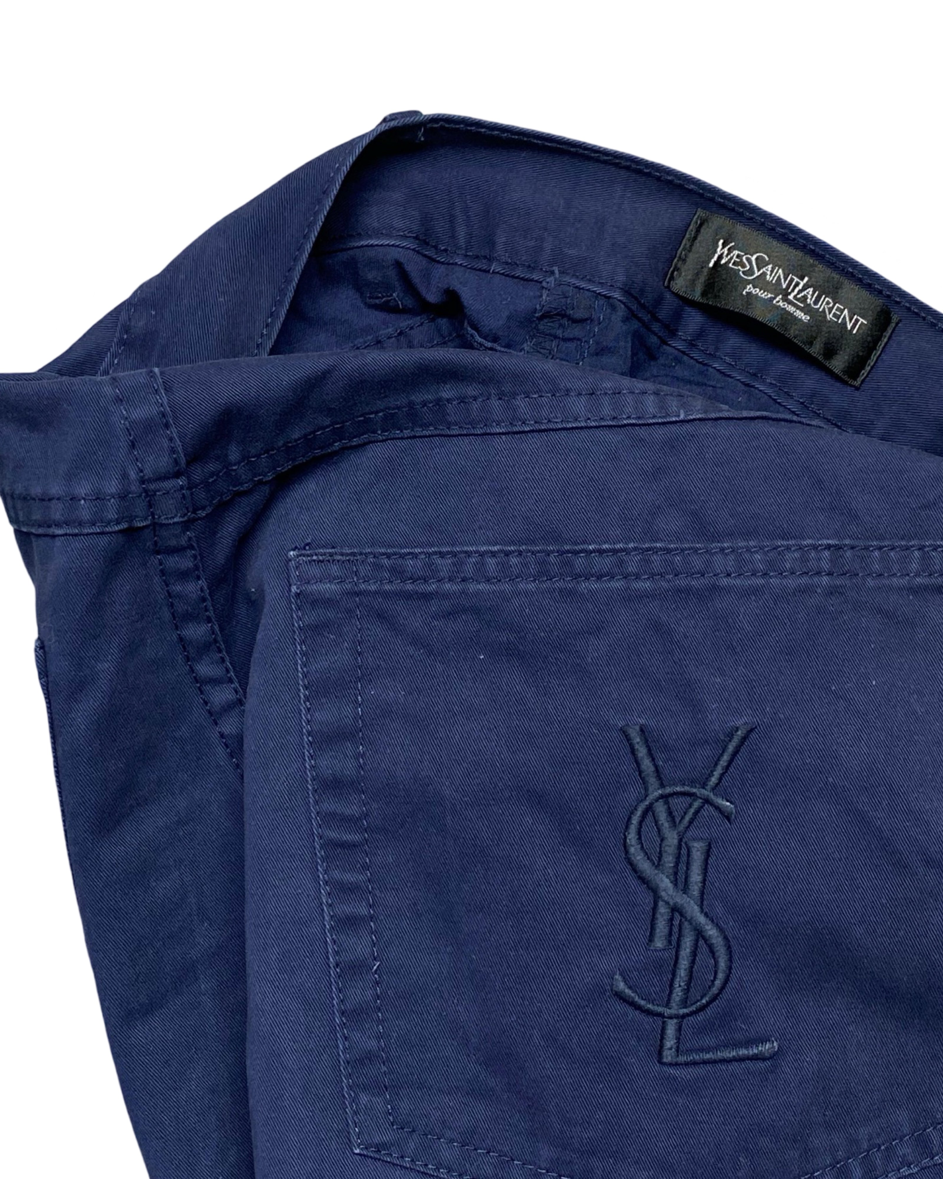 Yves Saint Laurent pour Homme Jeans – Navy Blue Embroidered Denim | Waist 32” | Length 38.5”