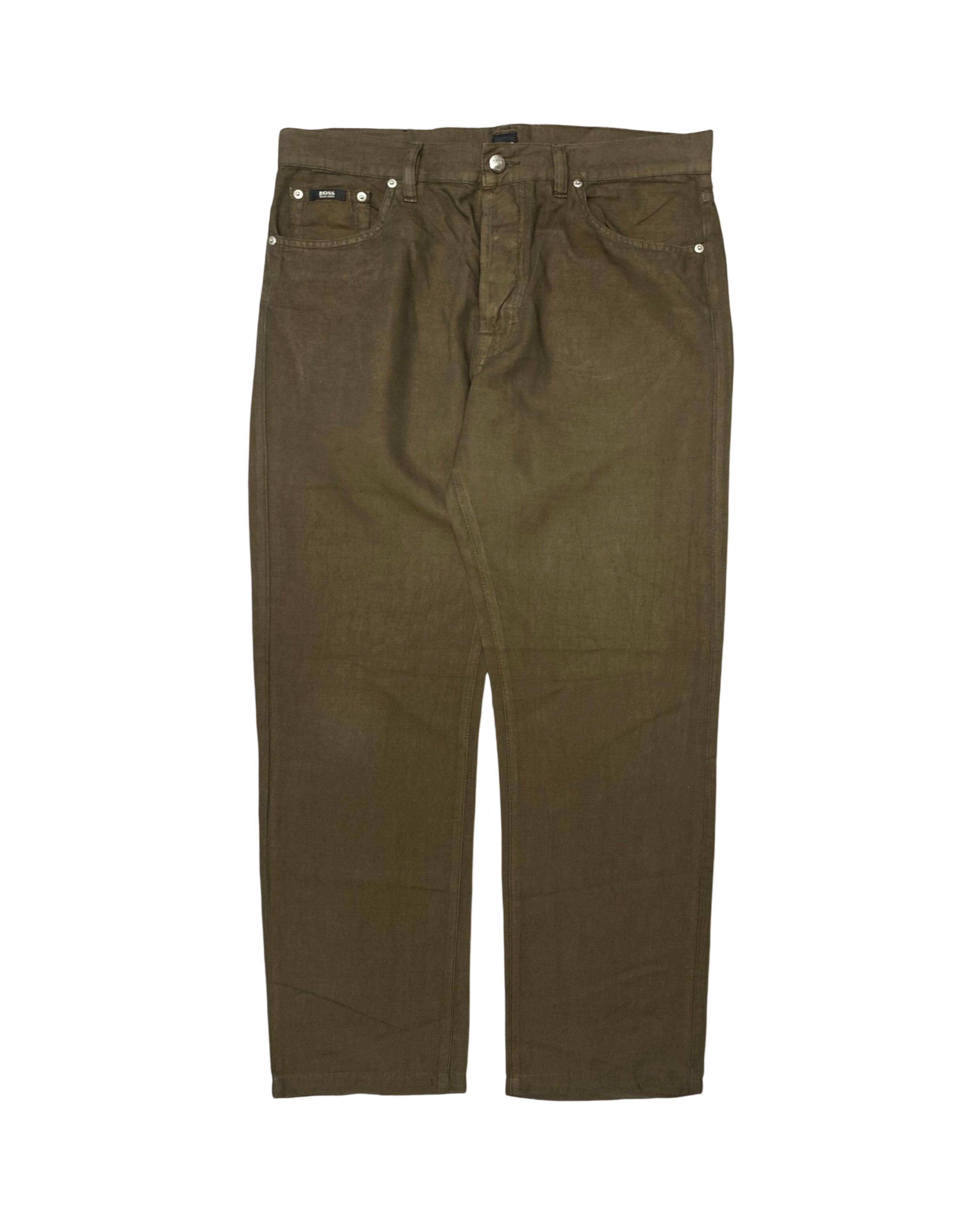Hugo Boss Olive Denim Pants – Refined Utility Style | Waist 35” | Length 42”