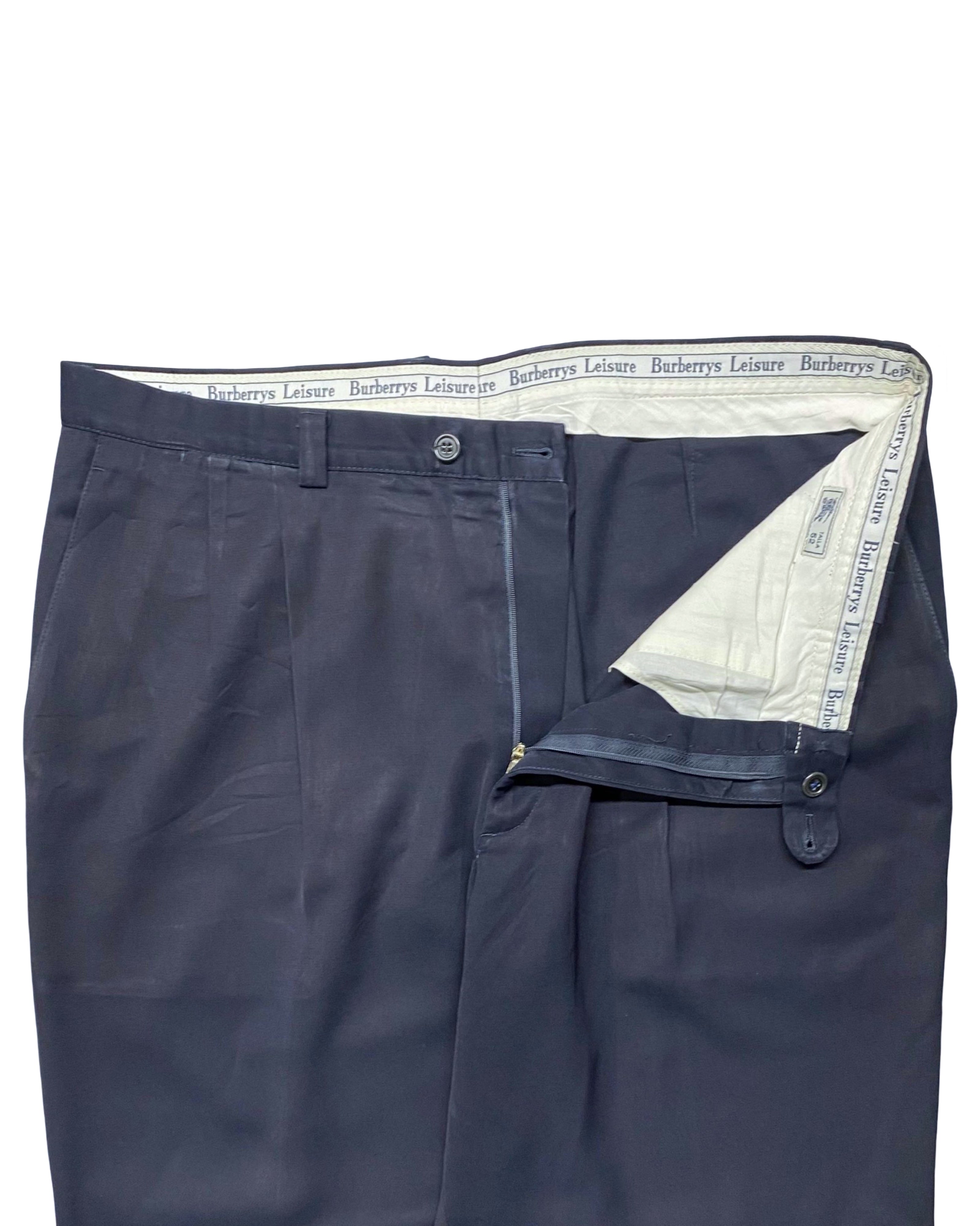 Burberrys Leisure Pleated Trousers – Classic Navy Blue | Waist 38” | Length 41”