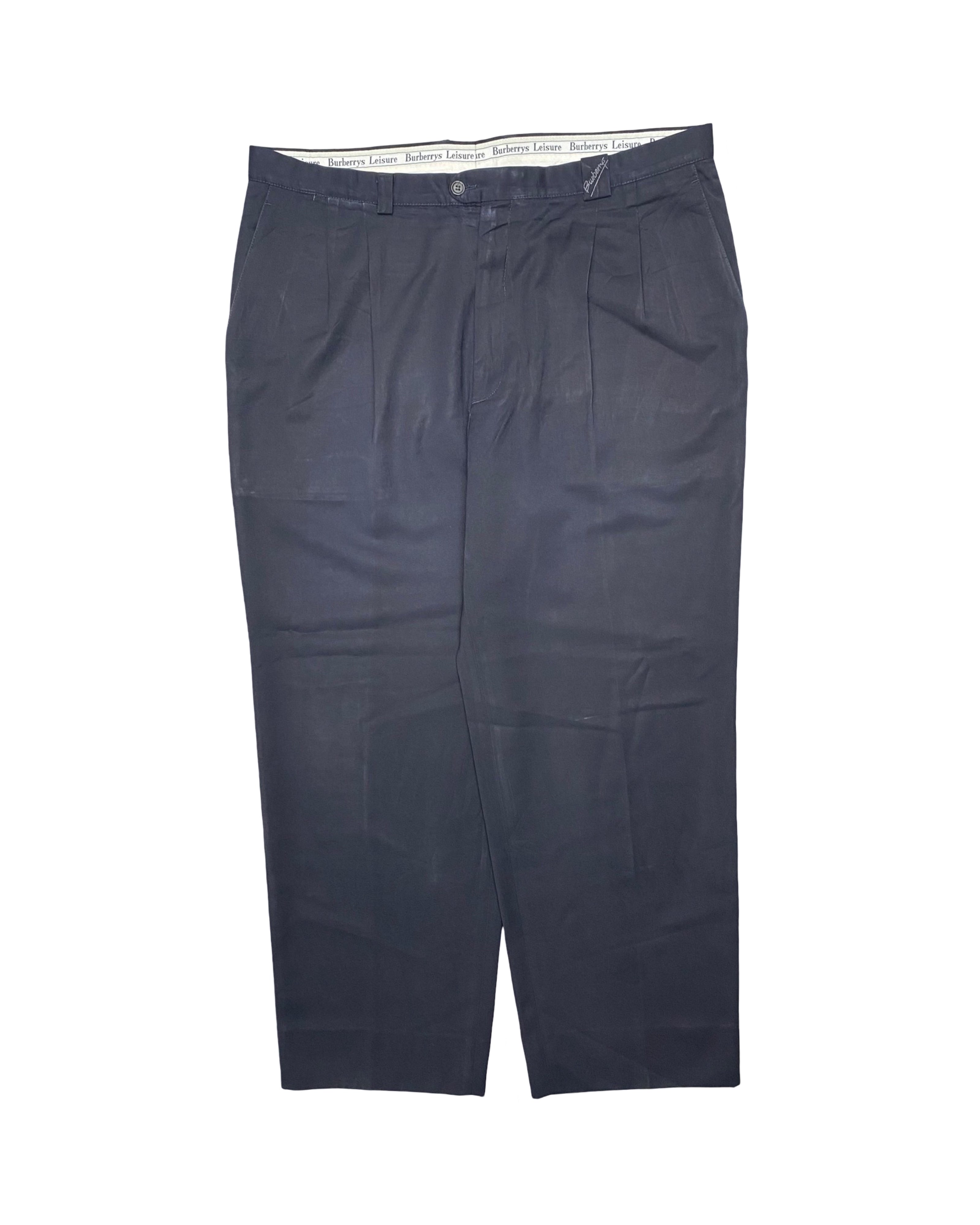 Burberrys Leisure Pleated Trousers – Classic Navy Blue | Waist 38” | Length 41”