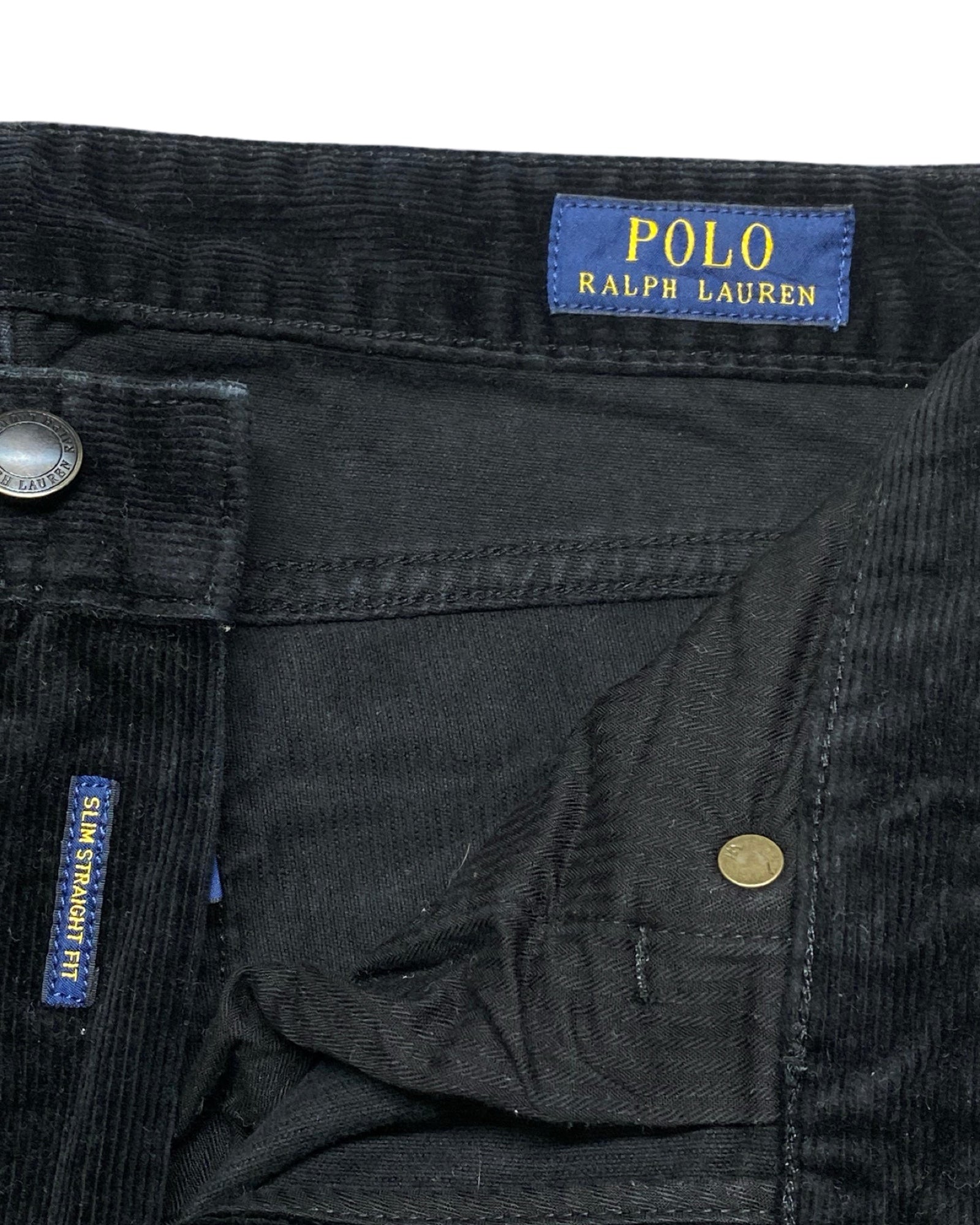 Polo Ralph Lauren Black Corduroy Jeans - Slim Straight Fit | Waist 32” | Length 42.5”