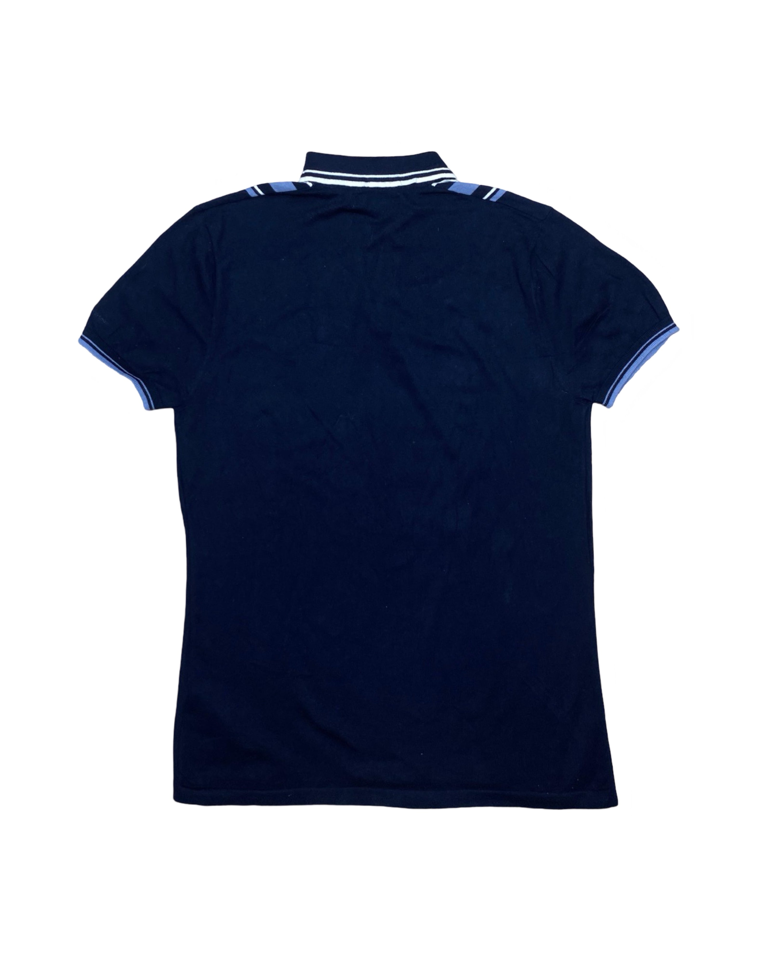 Ben Sherman Navy Striped Knitted Polo Shirt | Medium | Chest 20”