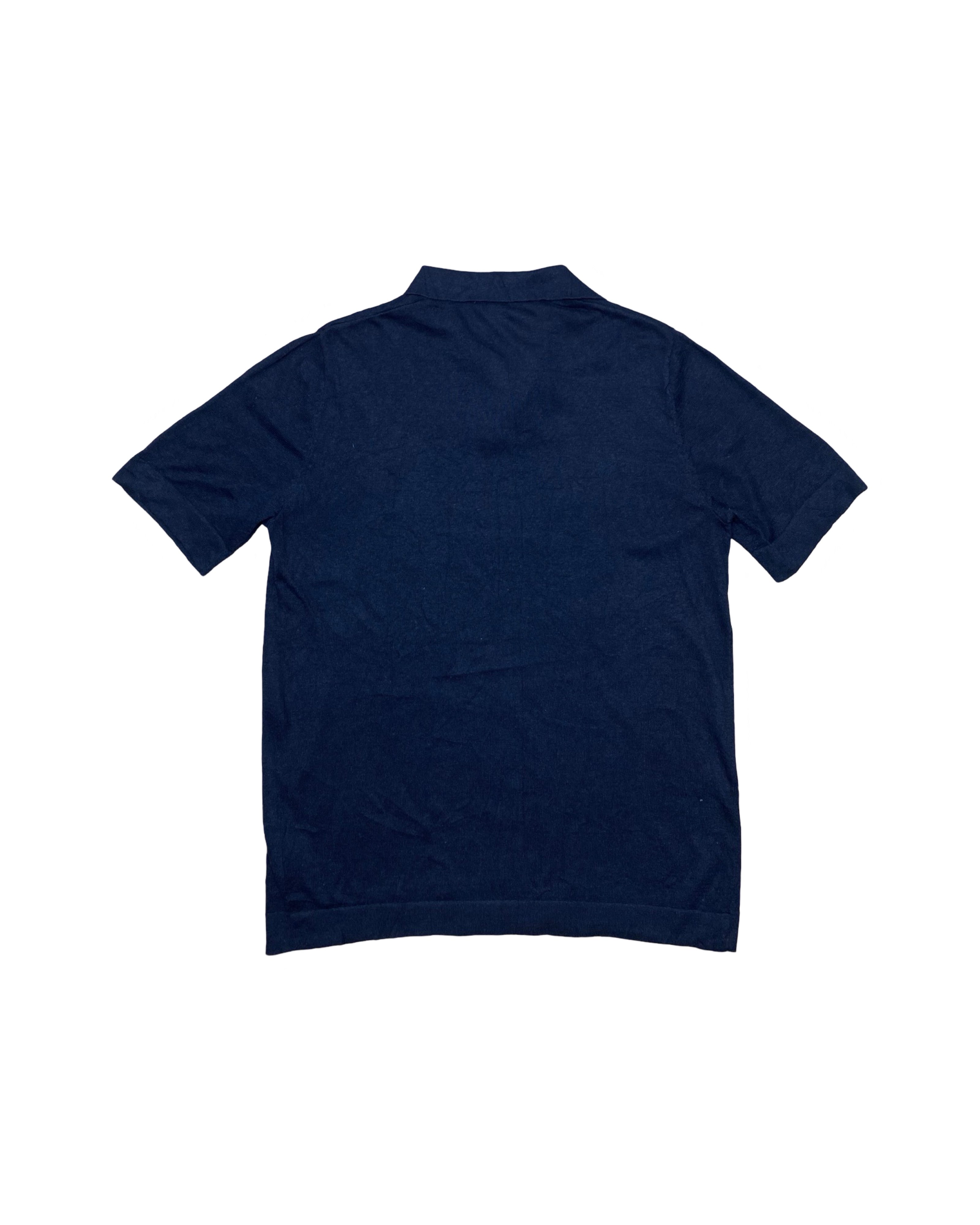 H&M Navy Blue Knitted Polo Shirt | Medium | Chest 21”