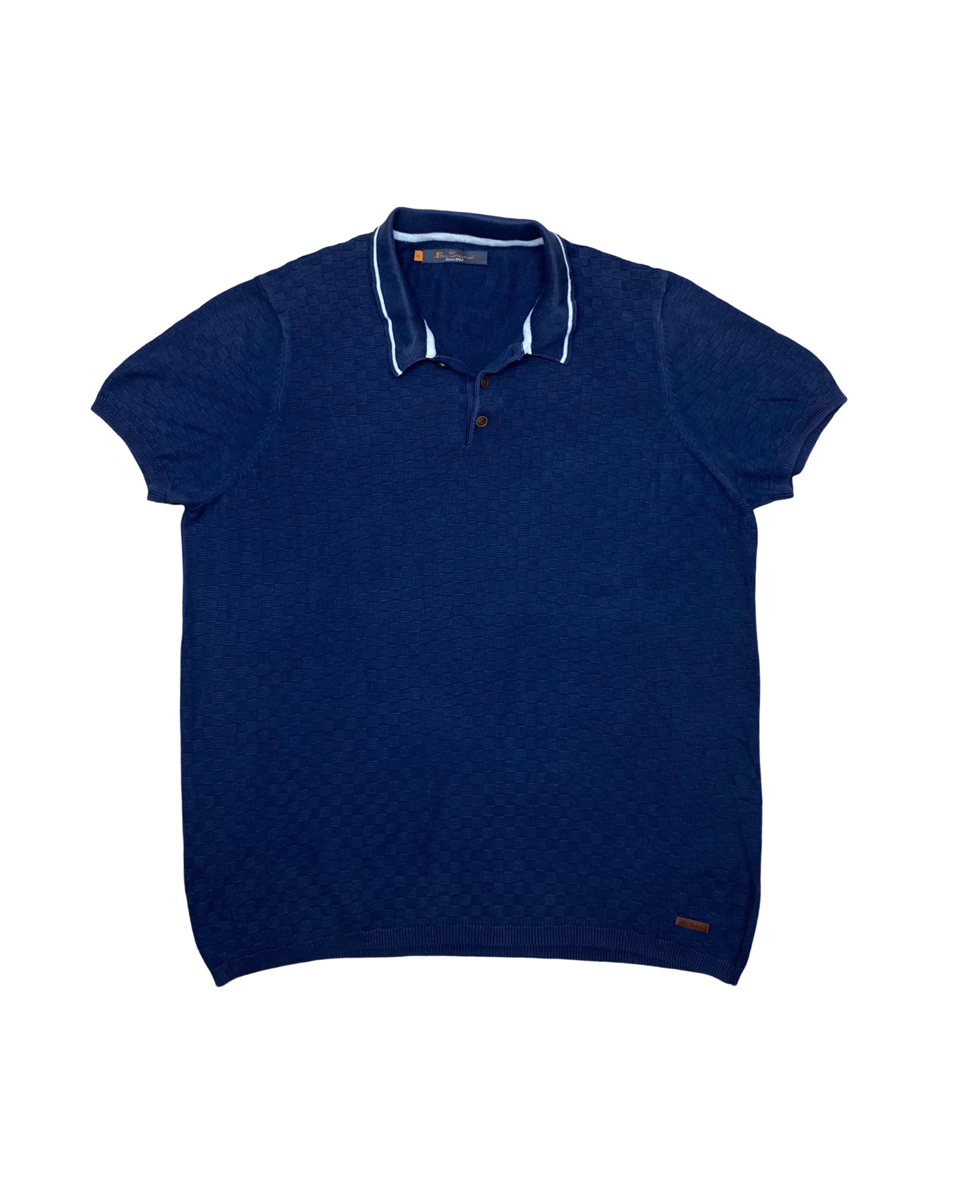 Ben Sherman Navy Blue Knitted Polo Shirt | XL | Chest 23”