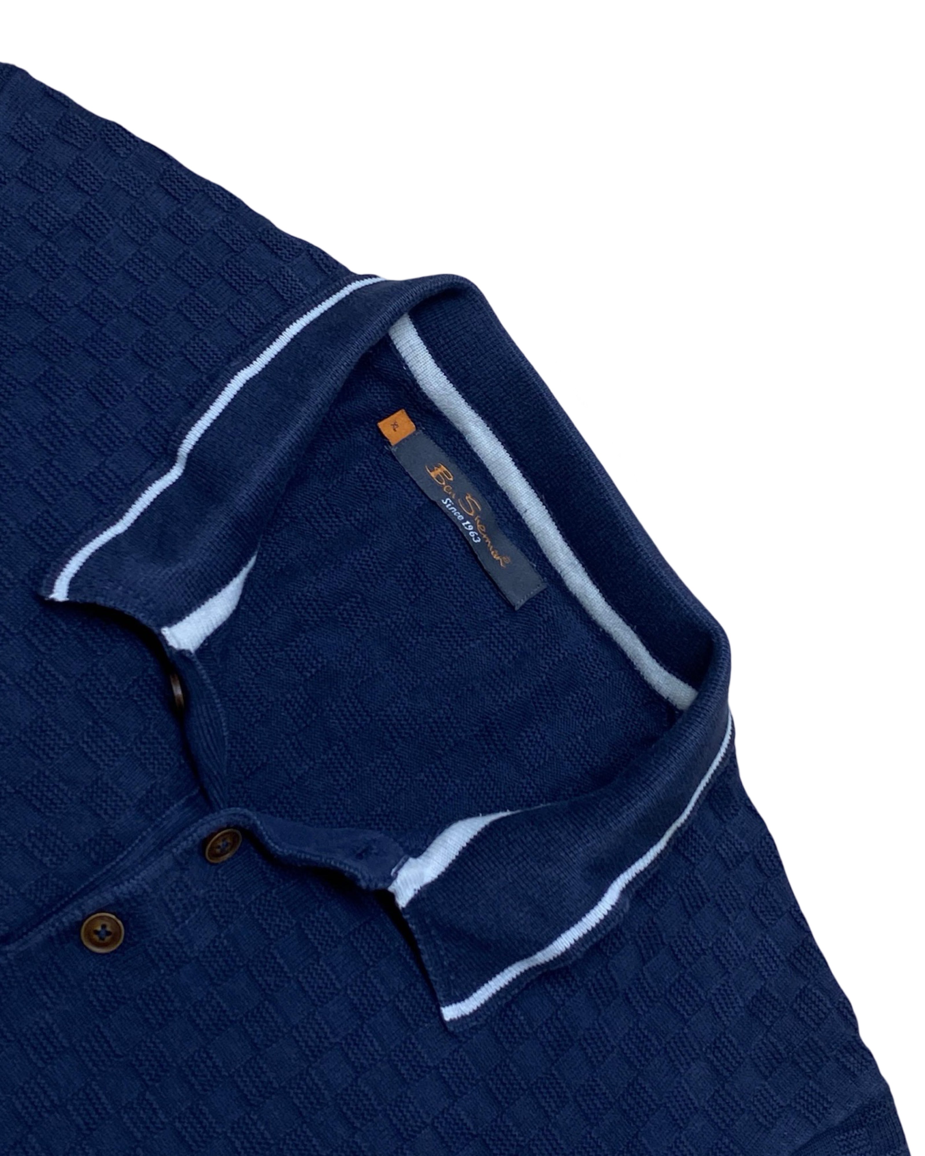 Ben Sherman Navy Blue Knitted Polo Shirt | XL | Chest 23”