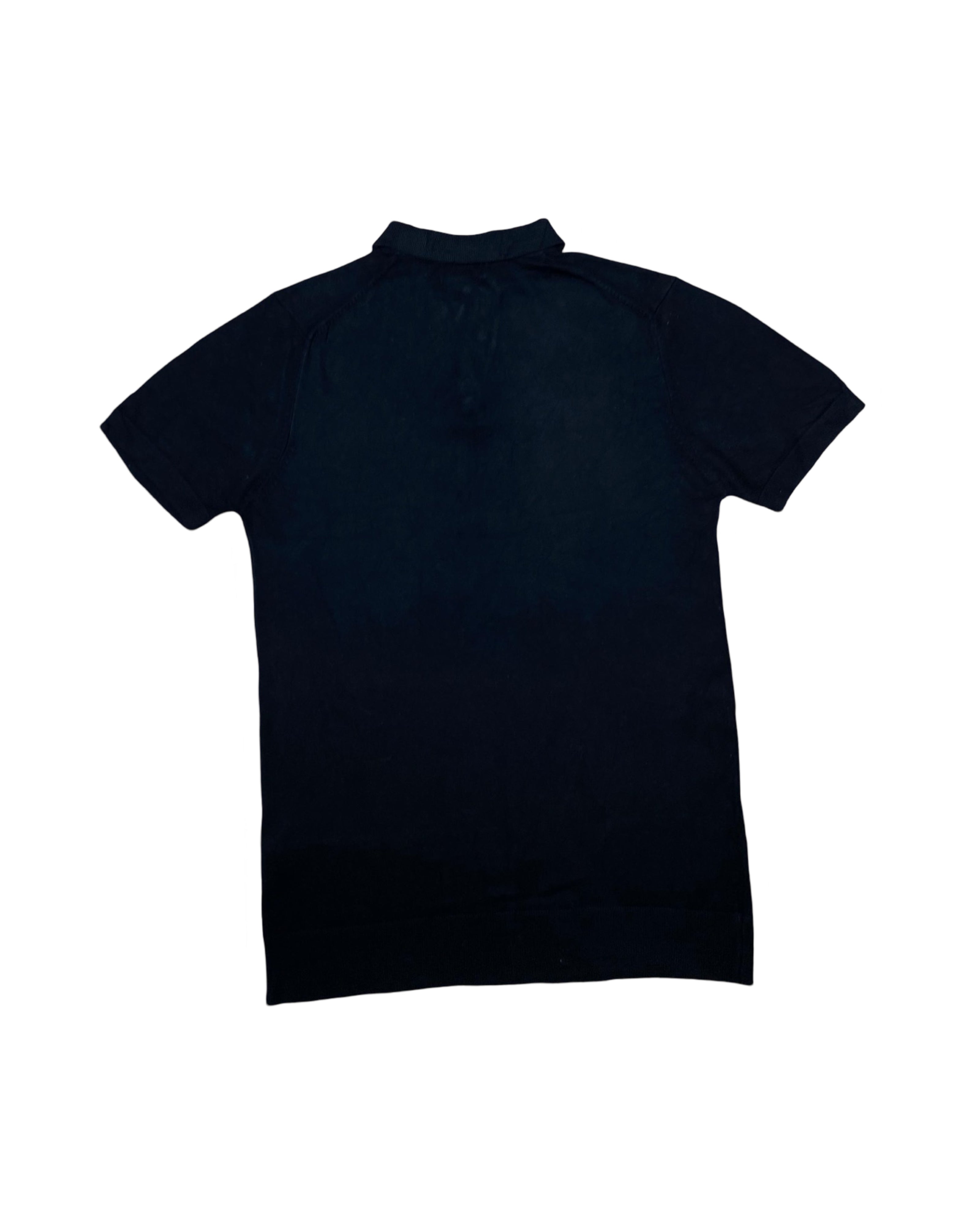 MAN Black Knitted Polo Shirt | Small | Chest 18.5”
