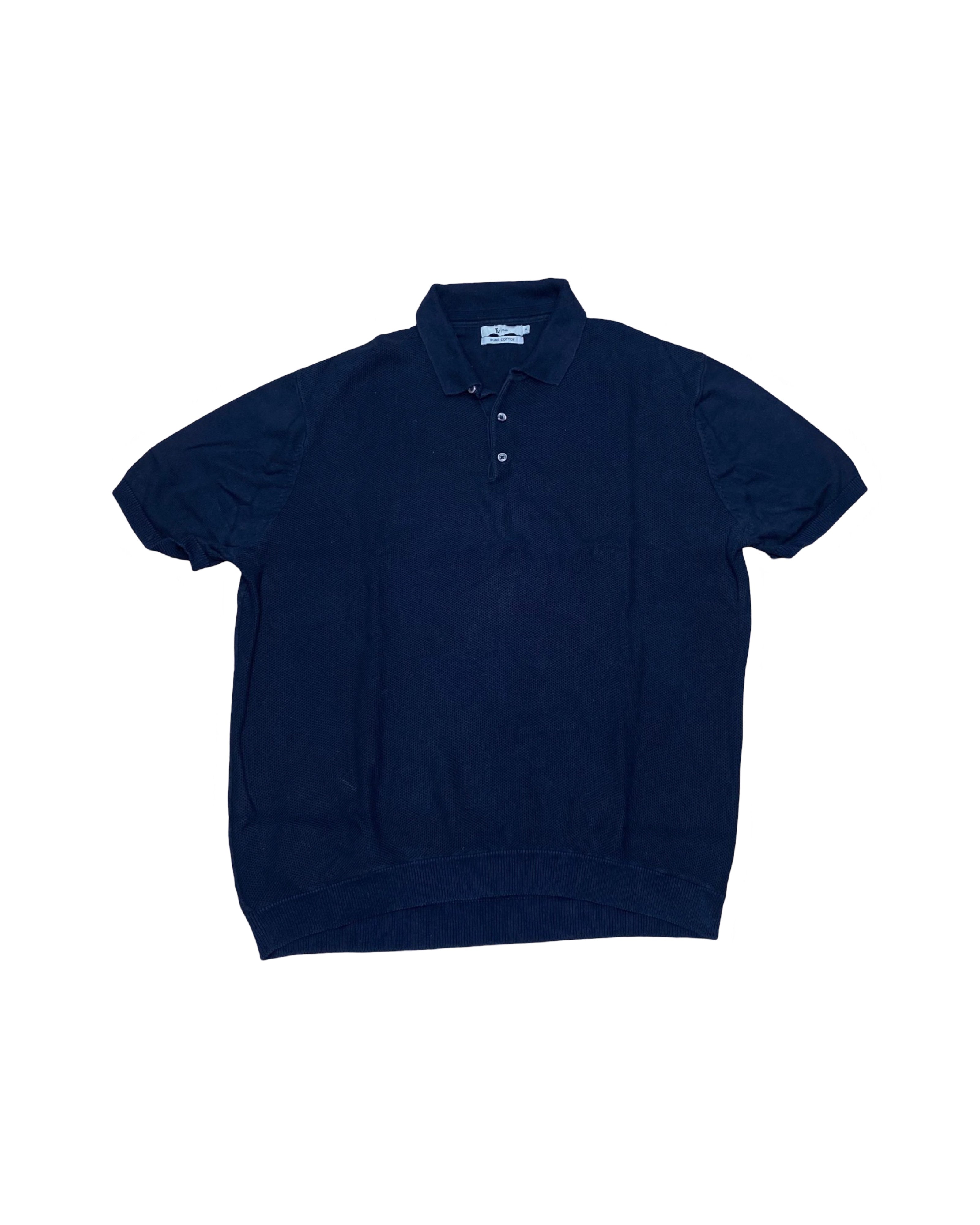 TU Man Navy Blue Knitted Polo Shirt | XL | Chest 25”