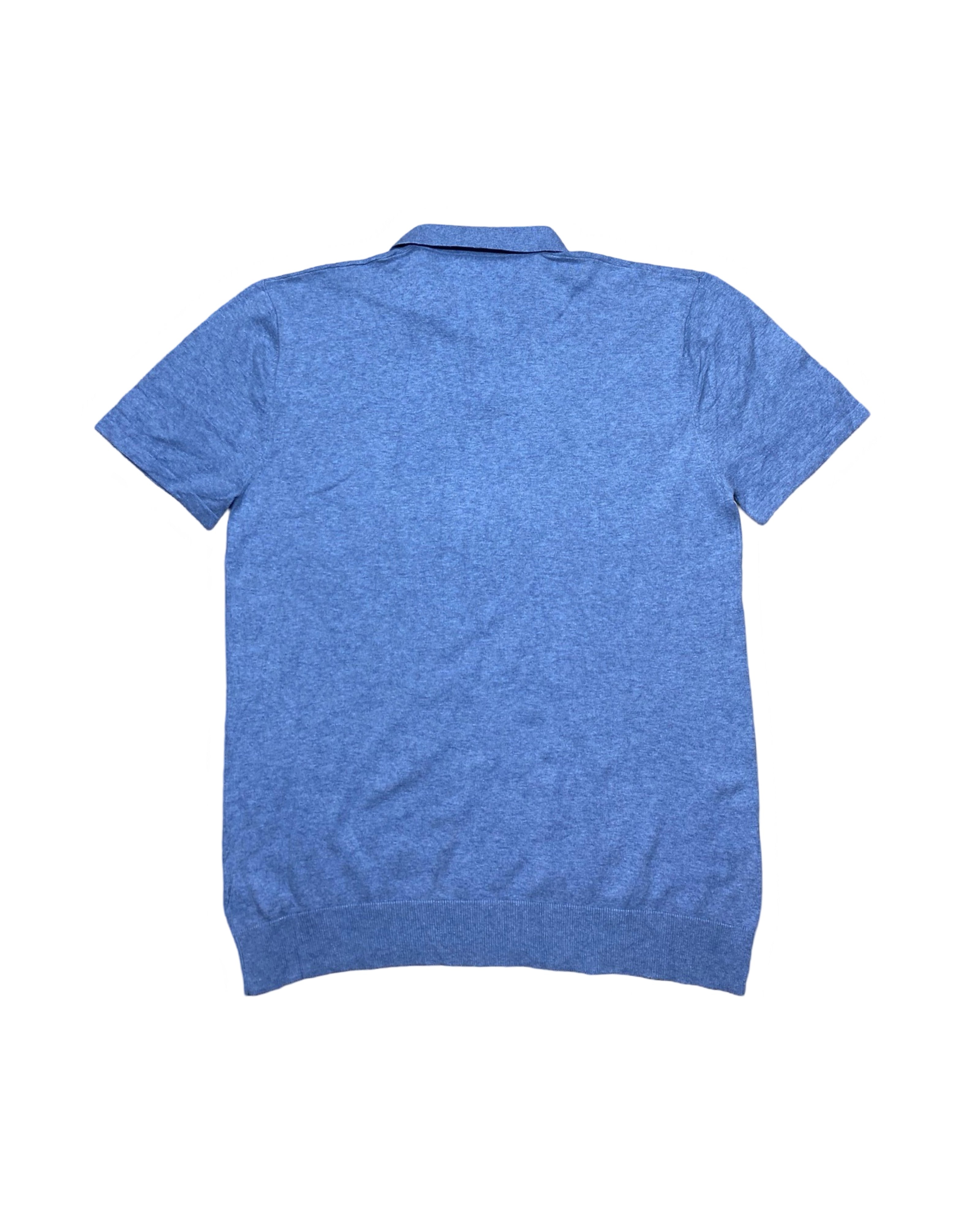 Next Blue Knitted Polo Shirt | Medium | Chest 21”