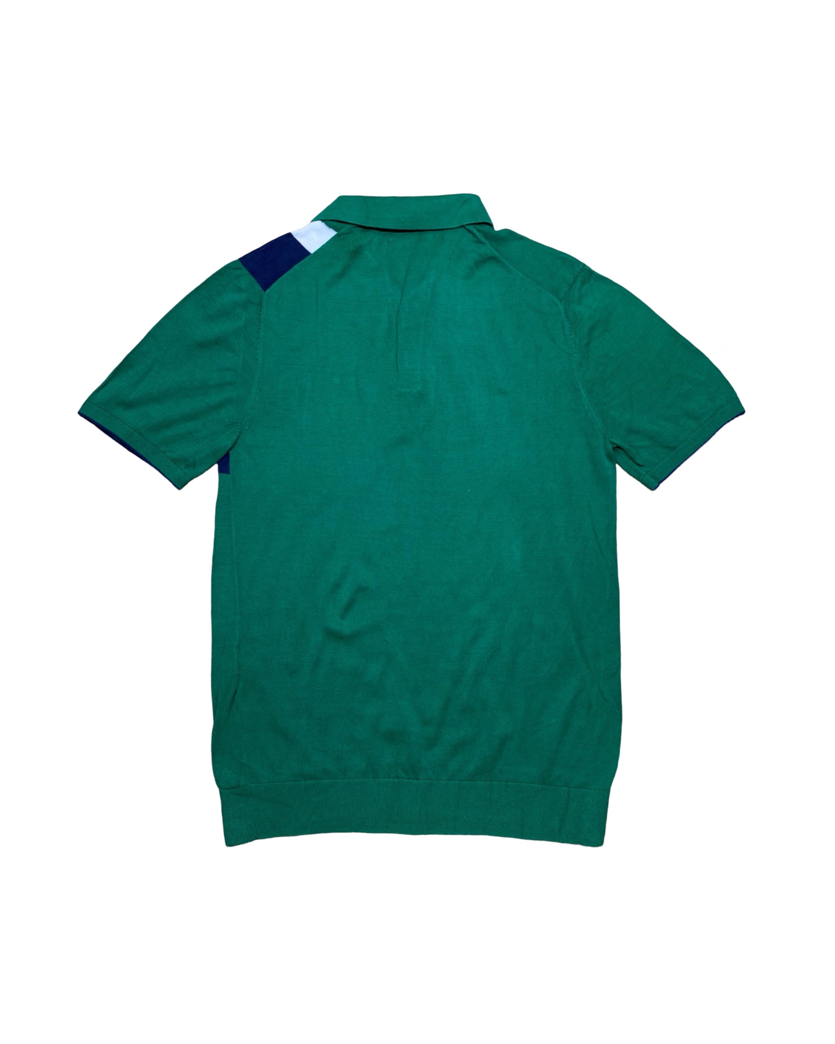 Purificación Garcia Green-Navy Panel Polo Shirt | M | Chest 19”
