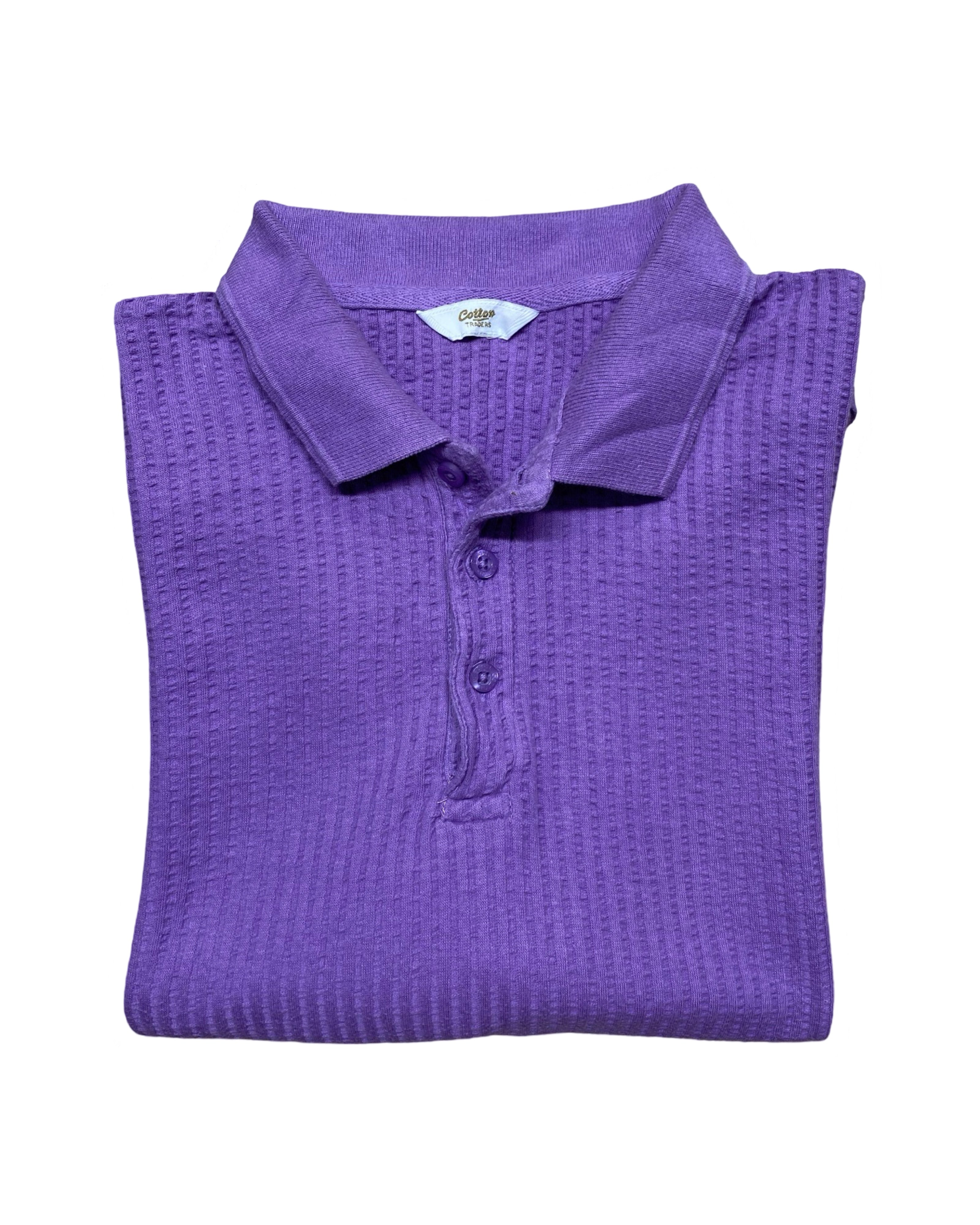 Cotton Traders Purple Knitted Polo Shirt | M | Chest 22”
