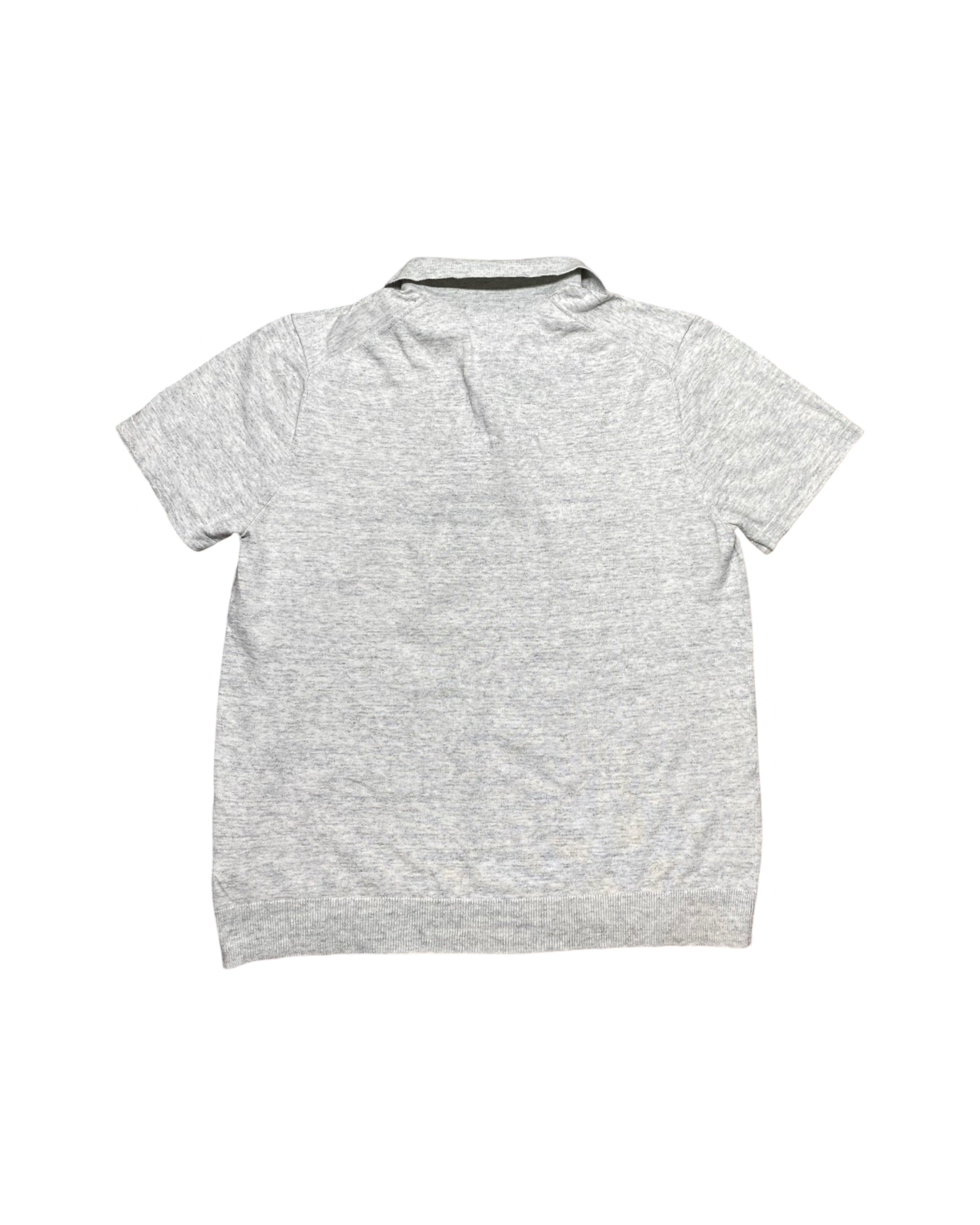 M&S Grey Knitted Polo Shirt | M | Chest 20”