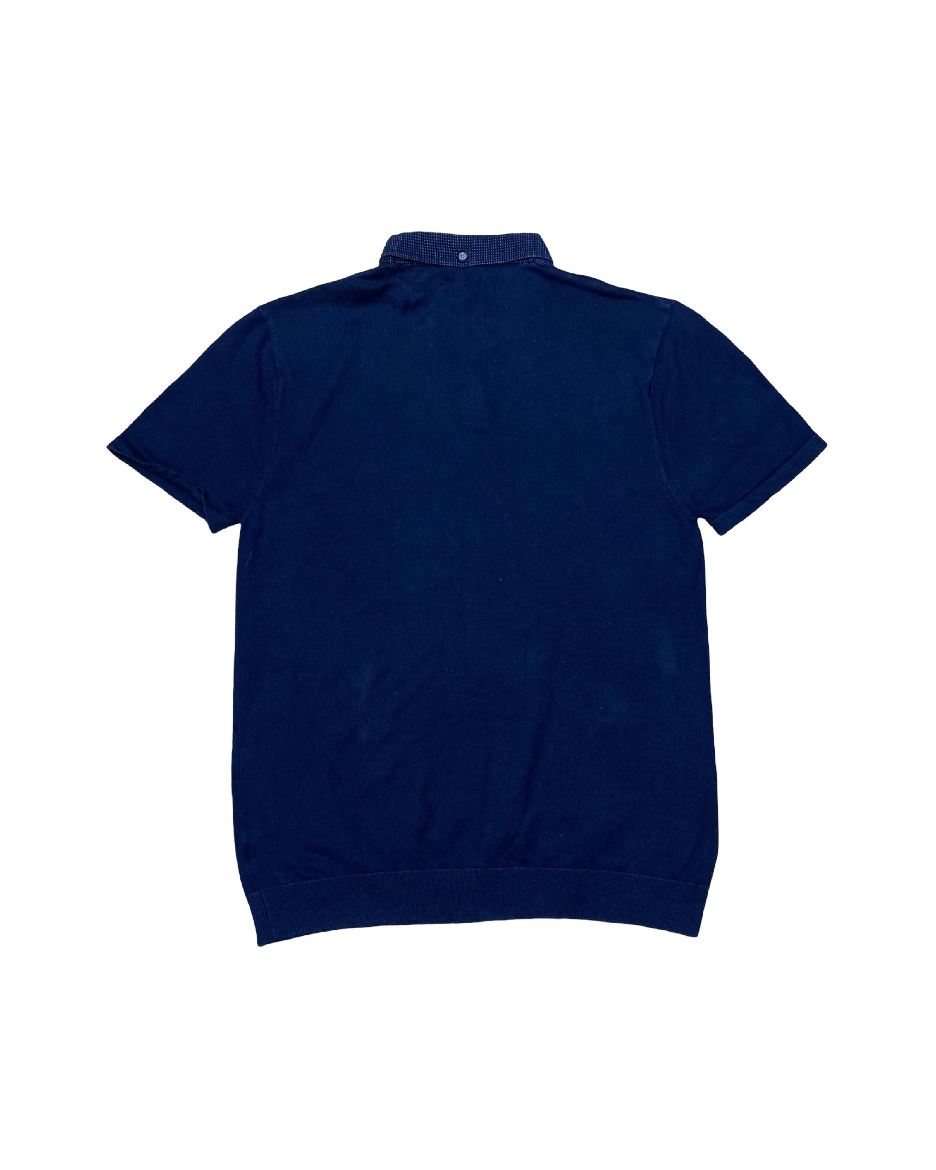 NEXT Navy Knitted Polo Shirt | Medium | Chest 19”