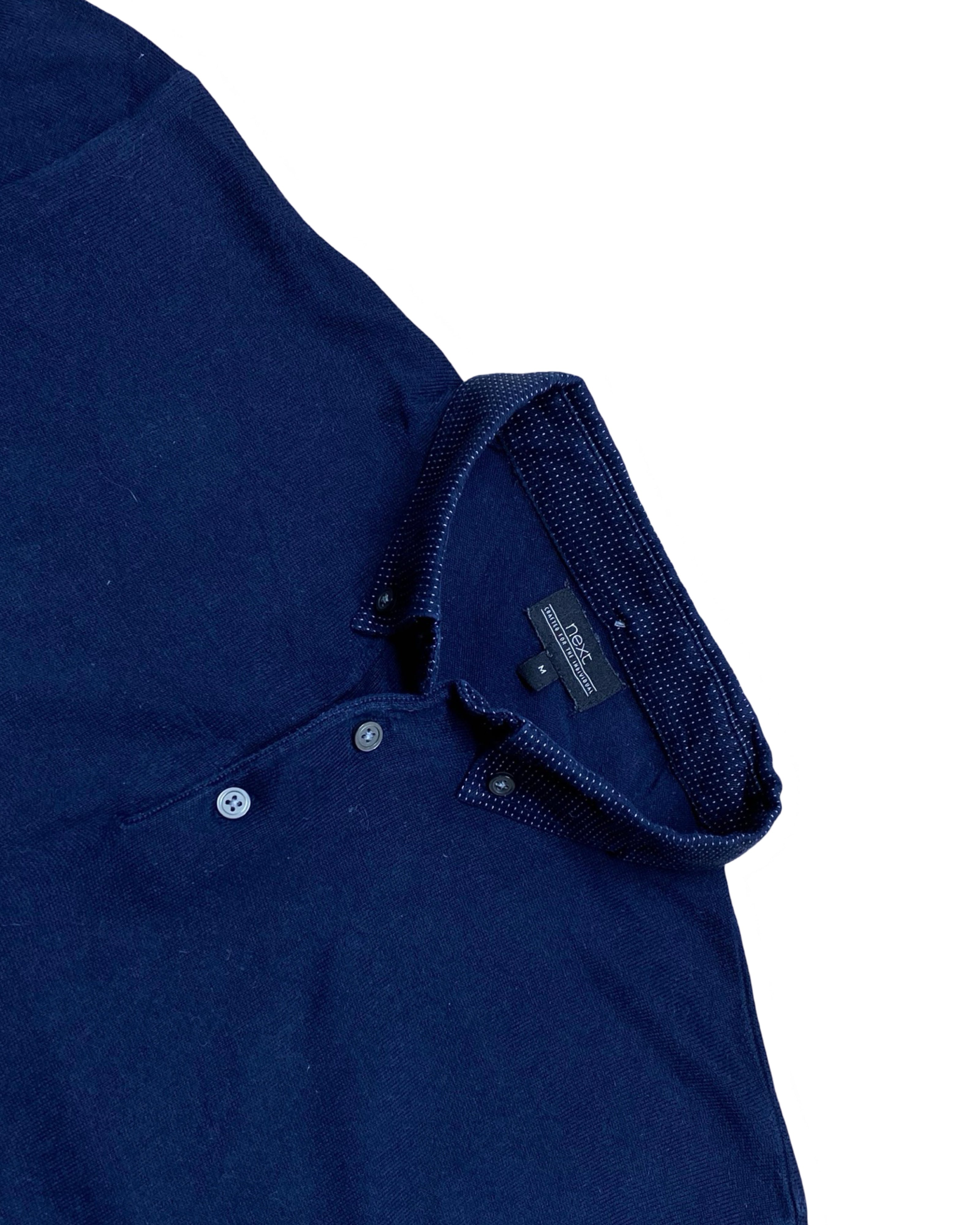 NEXT Navy Knitted Polo Shirt | Medium | Chest 19”