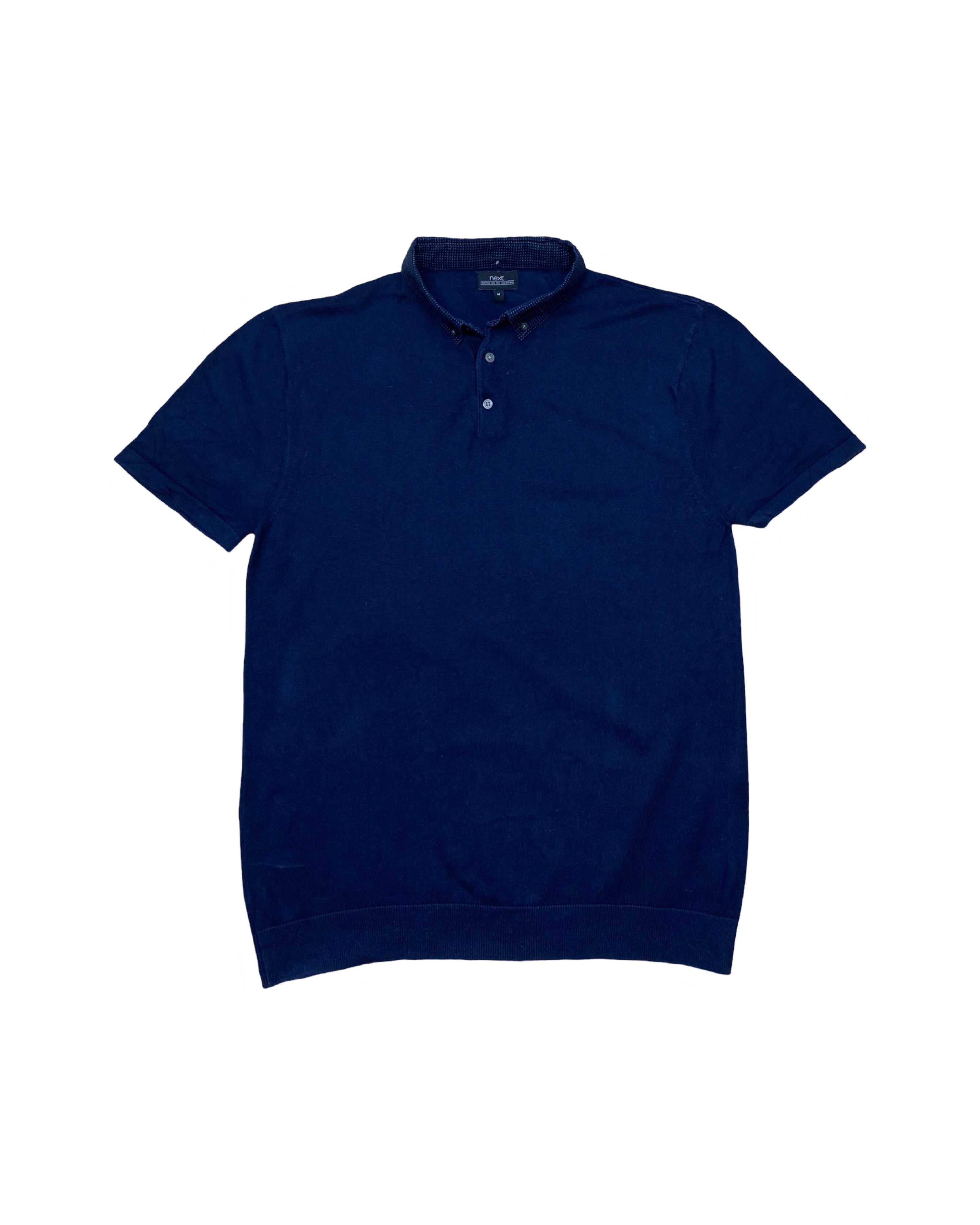 NEXT Navy Knitted Polo Shirt | Medium | Chest 19”