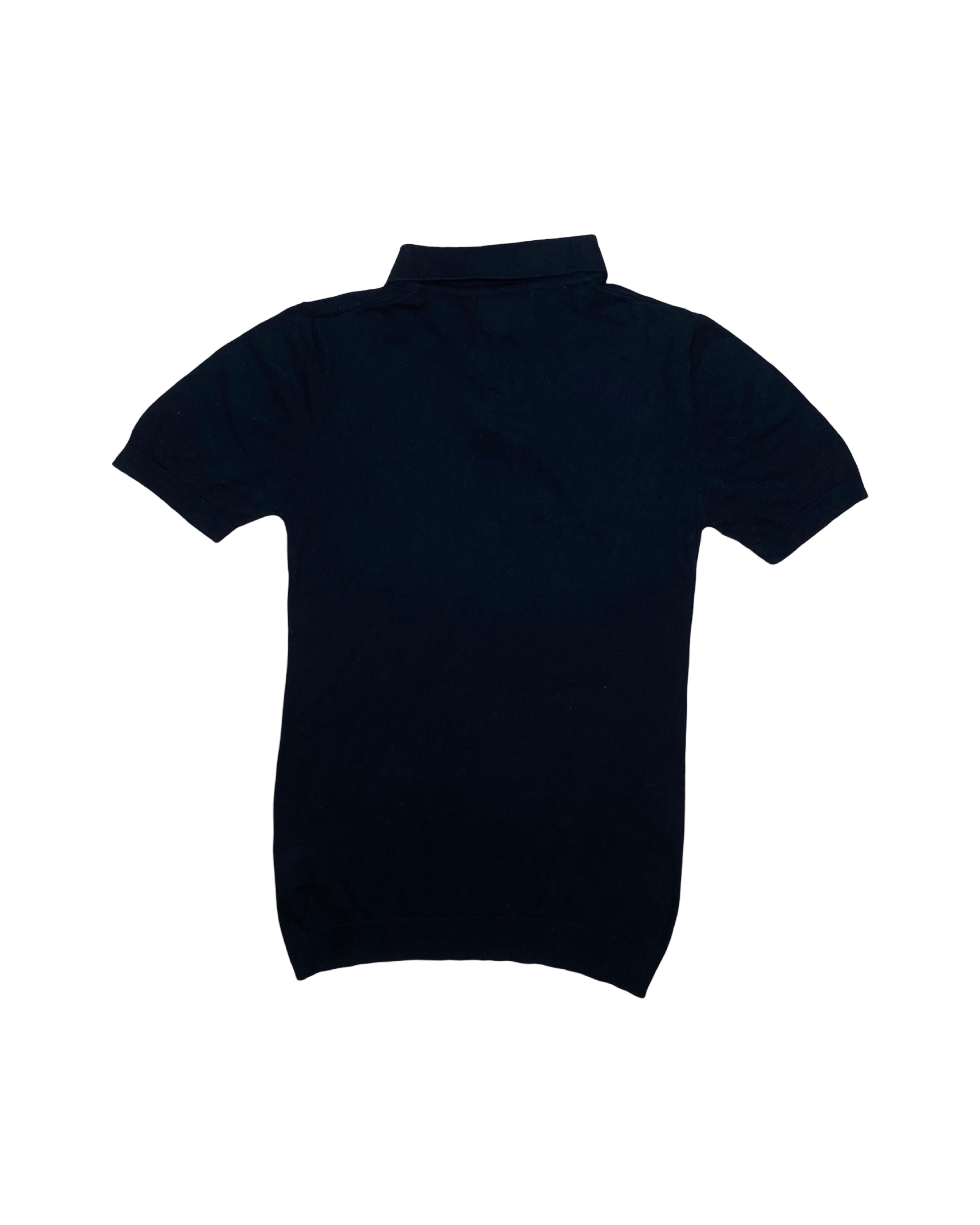 Topman Black Knitted Polo Shirt | Small | Chest 16.5”