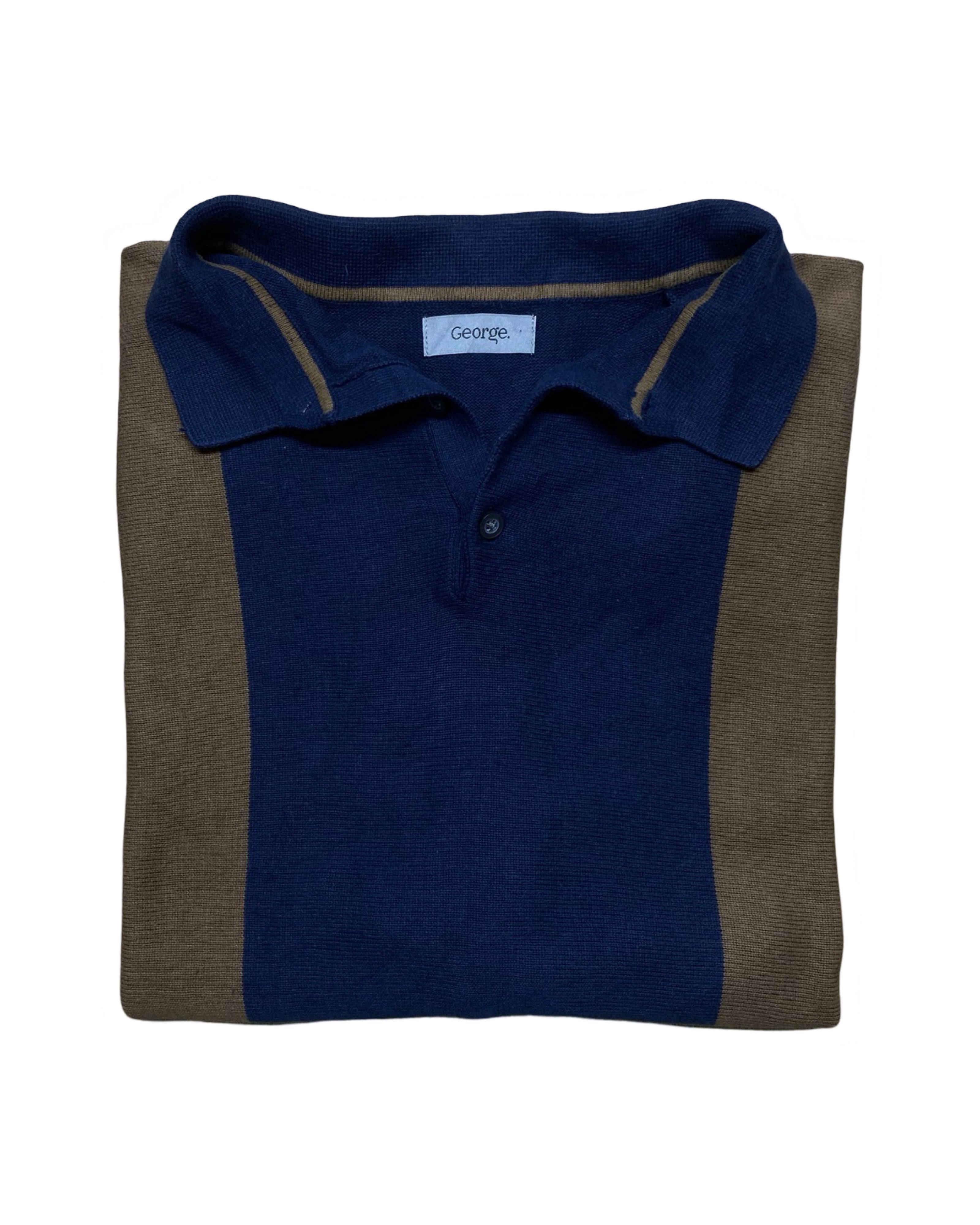 George Blue Knitted Polo Shirt | XL | Chest 25”