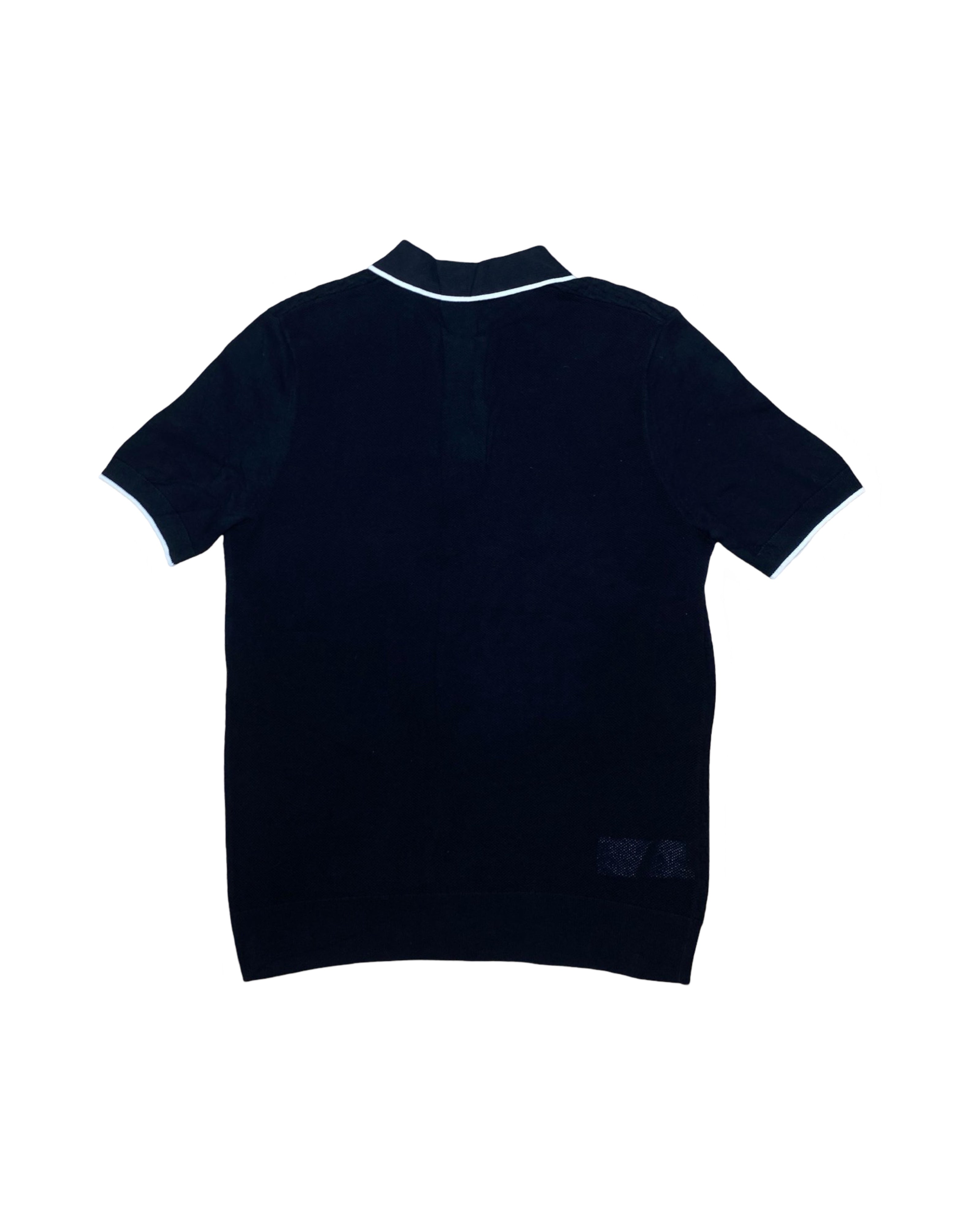 Fred Perry Black Textured Knit Polo Shirt | Medium | Chest 21”