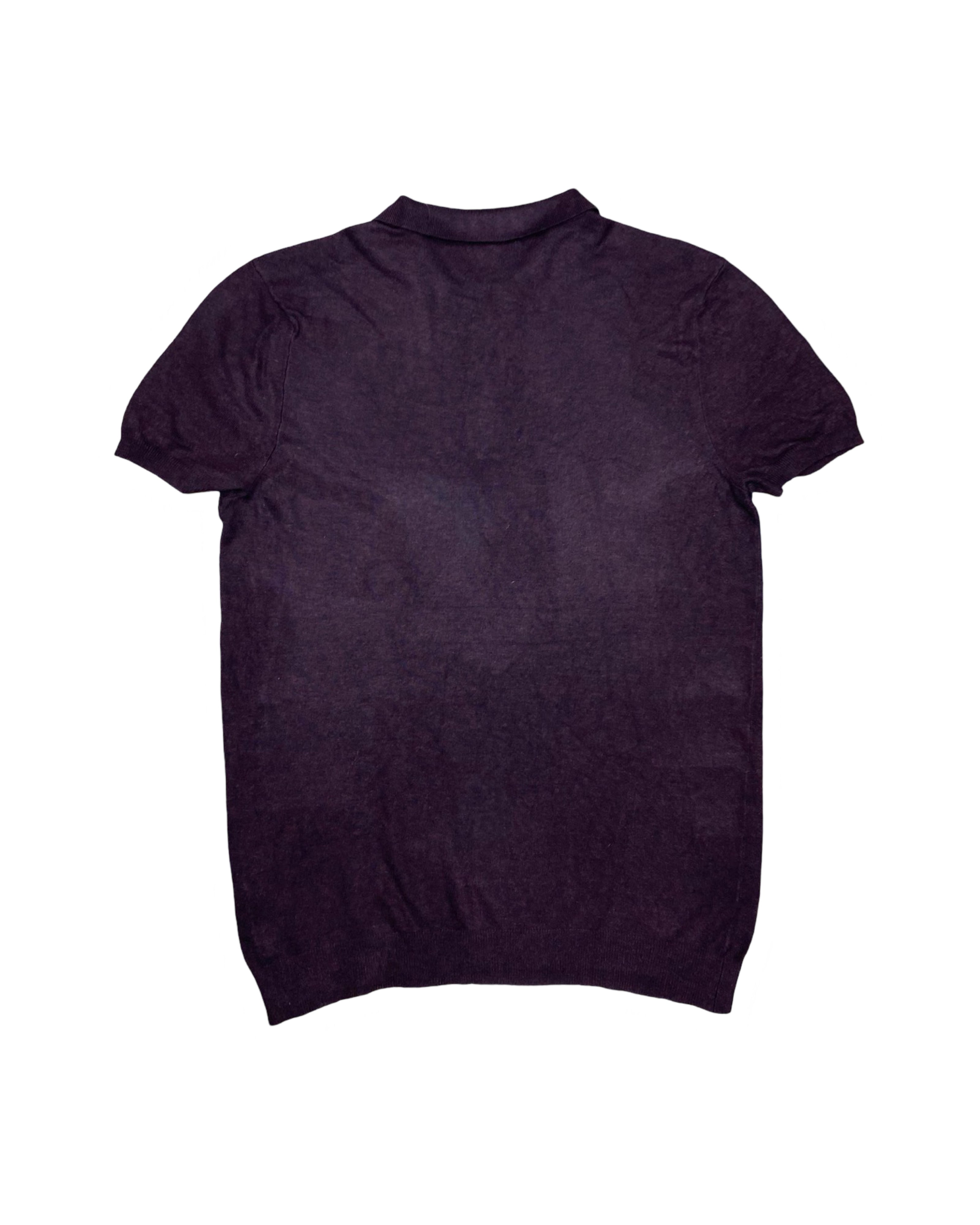 Zara Man Plum Knit Polo Shirt | Small | Chest 18.5”