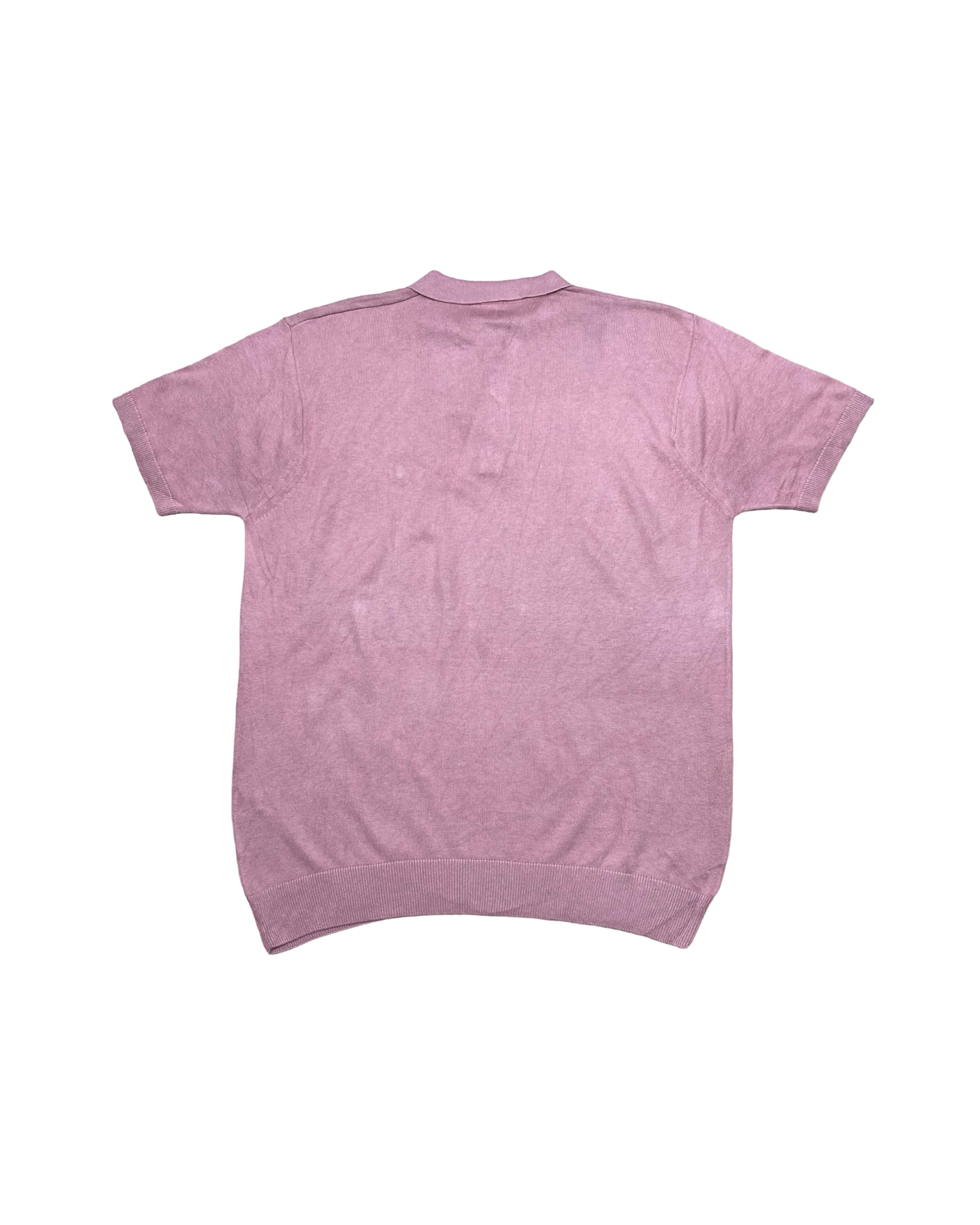 Abicci Pink Knitted Polo Shirt with Ribbed Hem | XL | Chest 24.5”