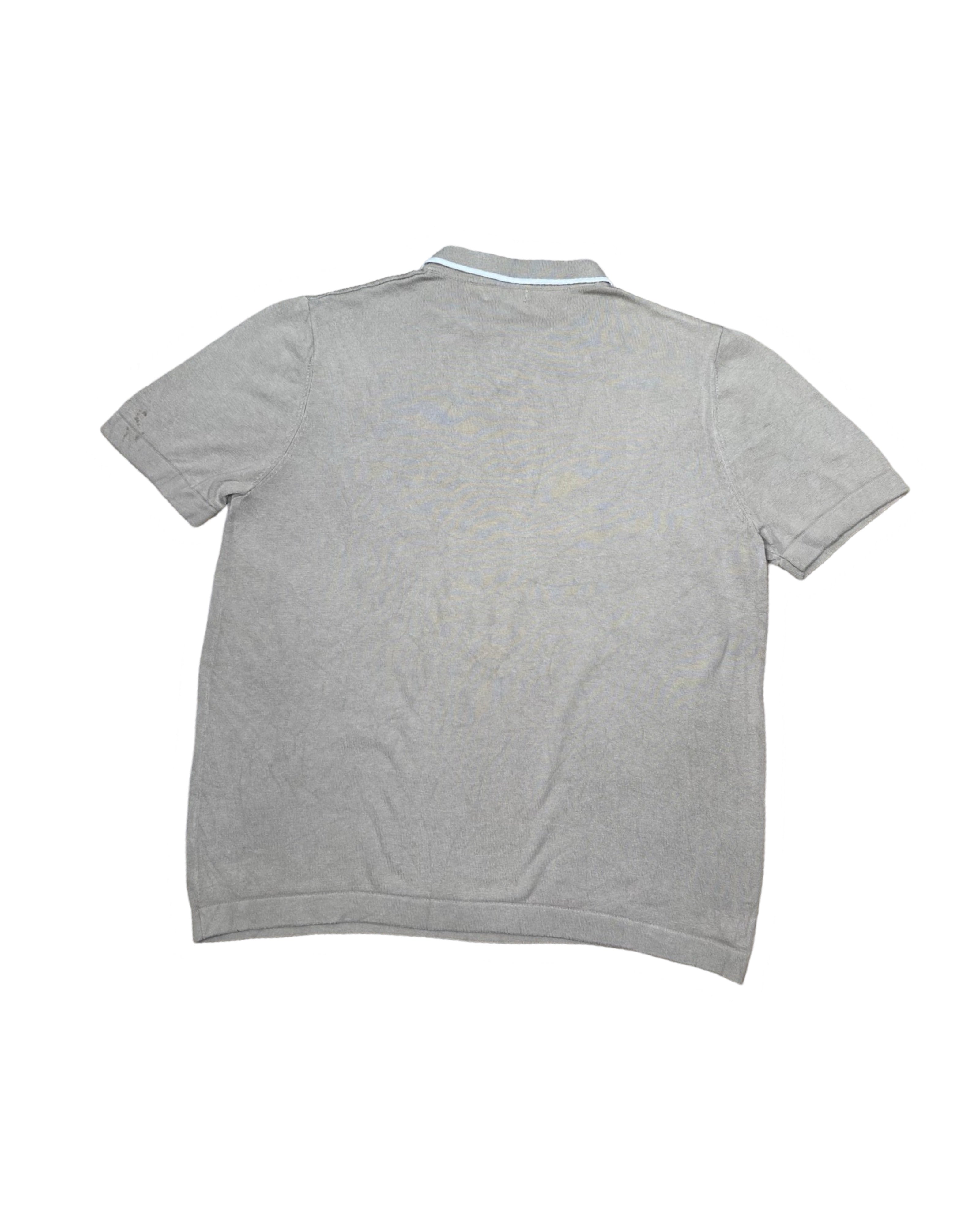 T&W Taupe Knit Polo Shirt | XL | Chest 23.5”