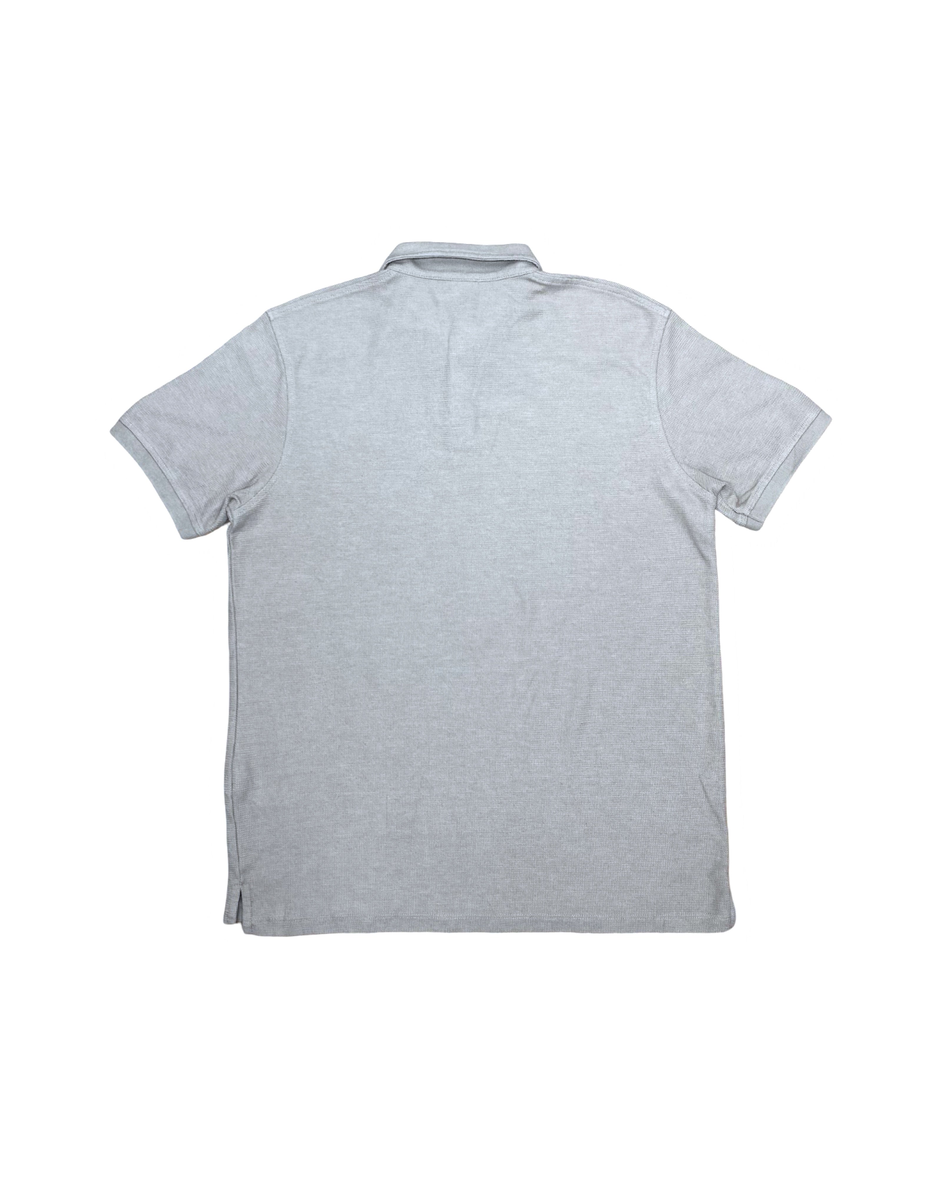 ZARA Beige Textured Knit Polo Shirt | Medium | Chest 21.5”