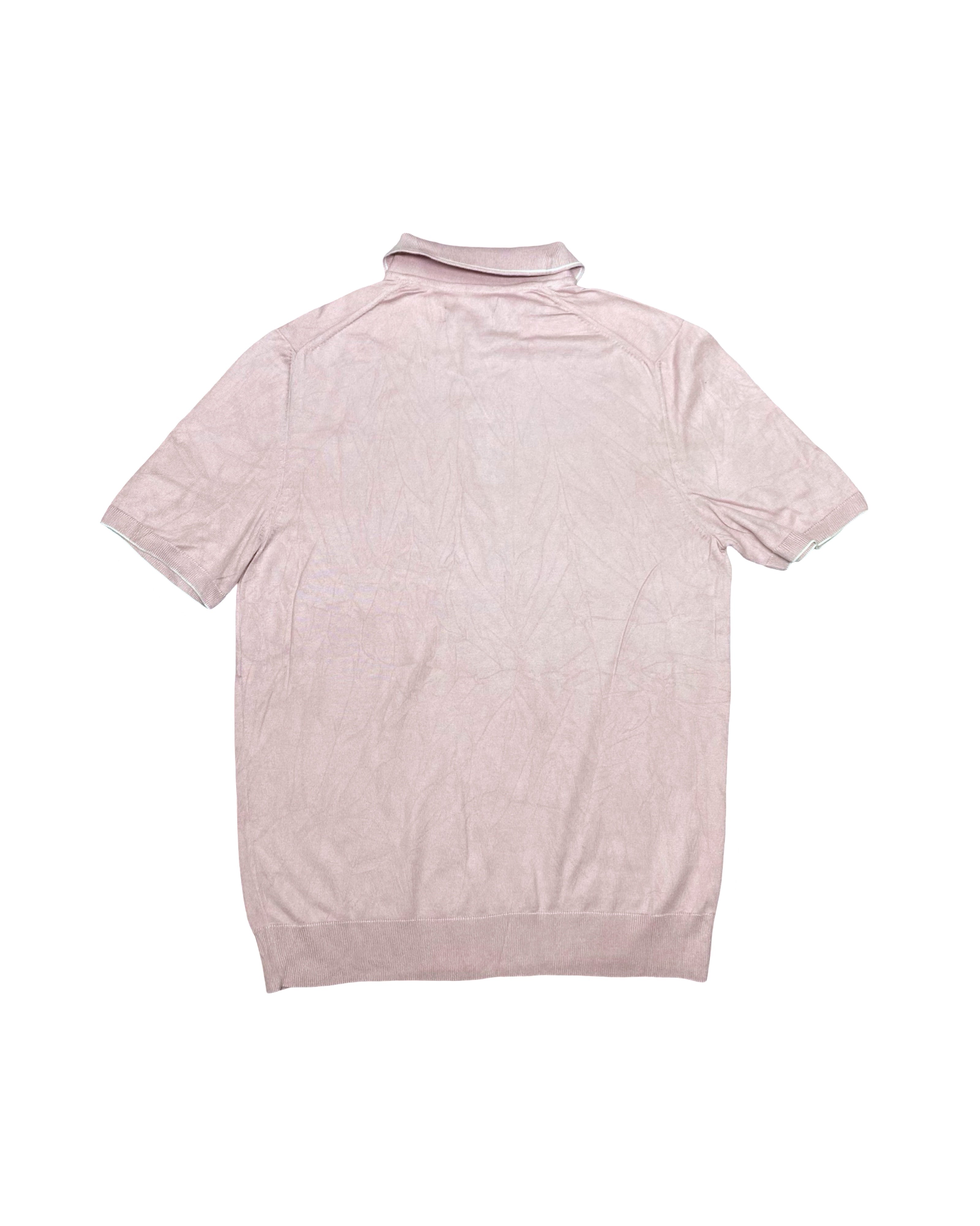 M&S Pink Ribbed Knit Polo Shirt | Medium | Chest 20”