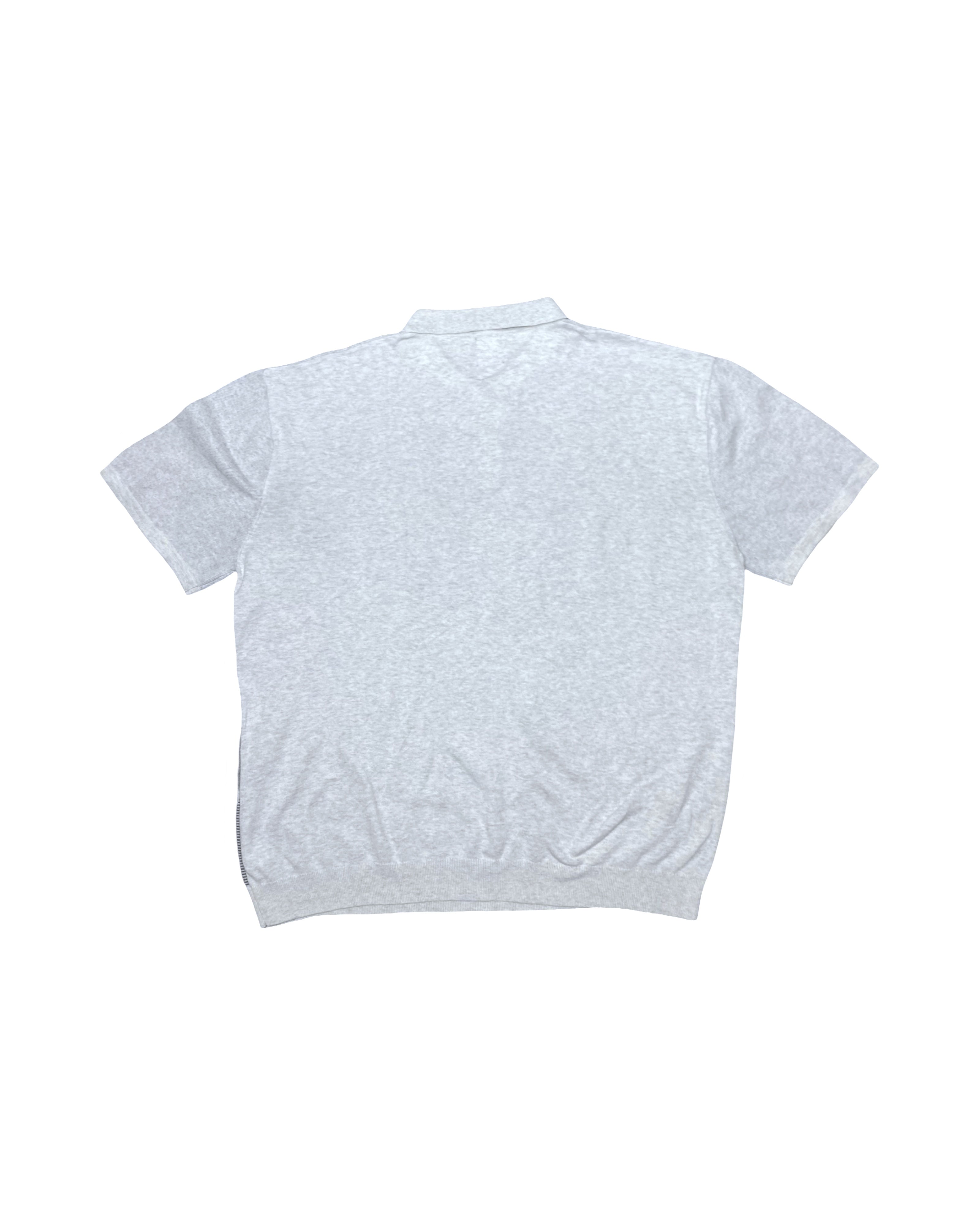 NEXT Grey Argyle Knitted Polo Shirt with Ribbed Hem | XXL | Chest 26”