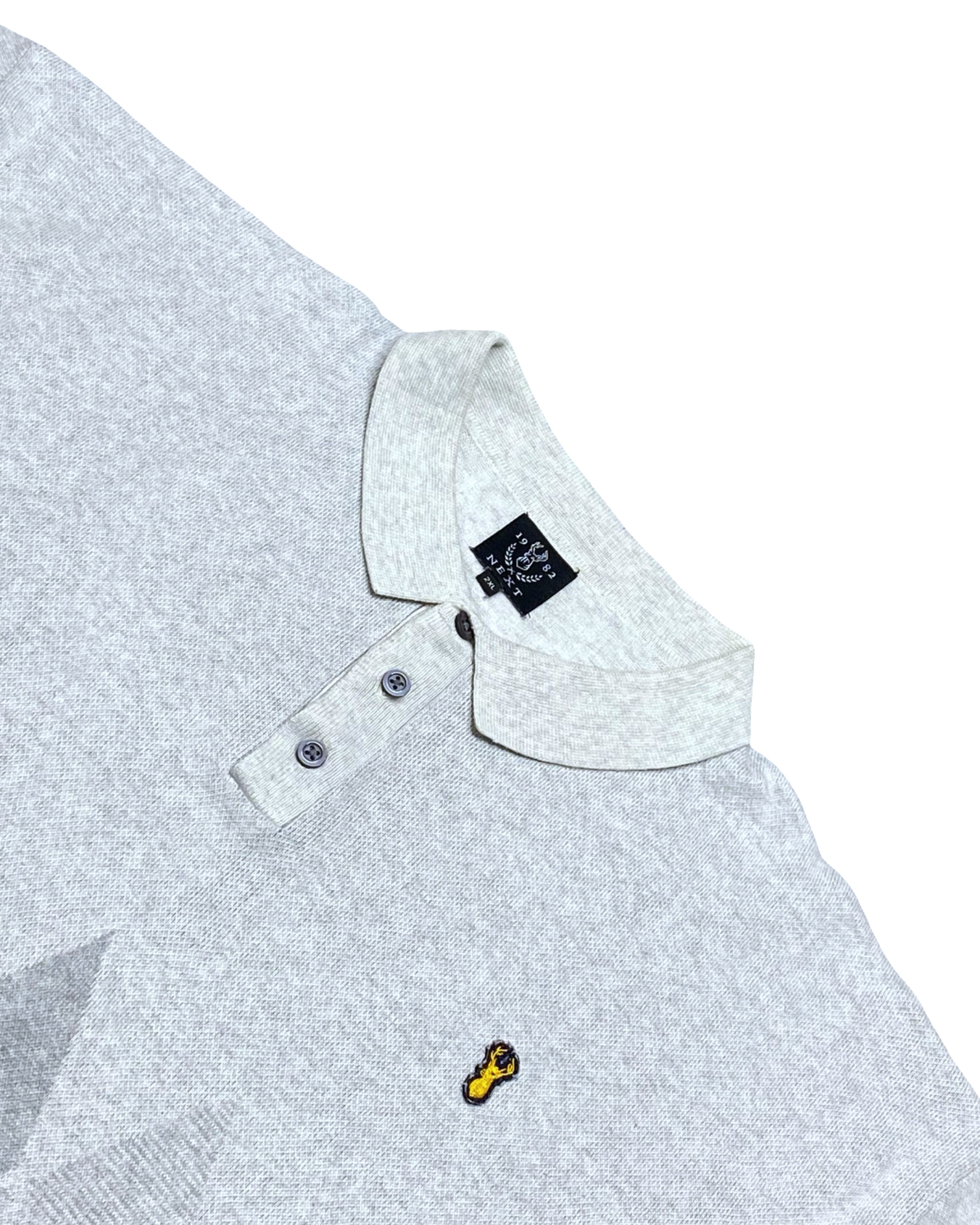 NEXT Grey Argyle Knitted Polo Shirt with Ribbed Hem | XXL | Chest 26”