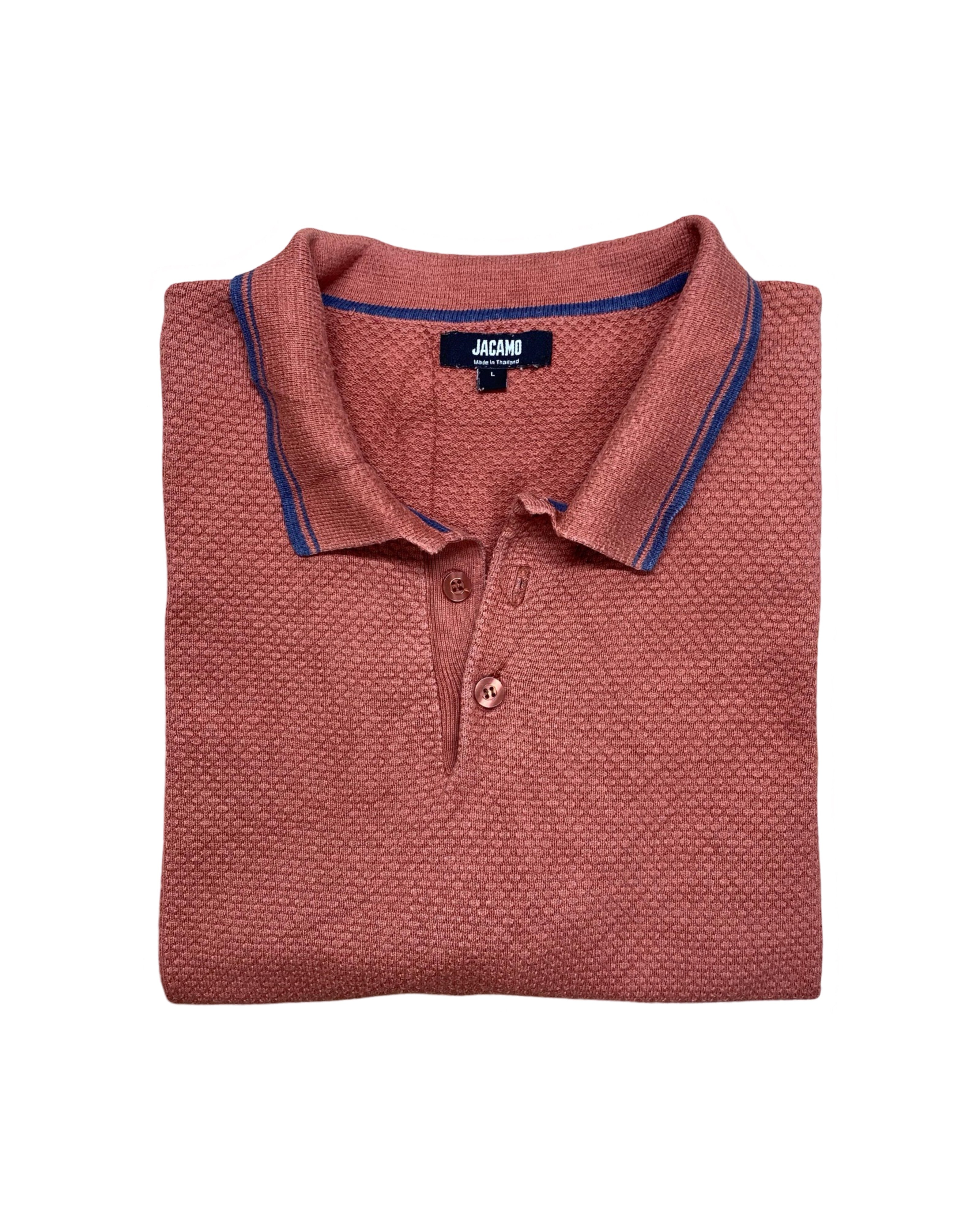 Jacamo Dusty Rose Knitted Polo Shirt | Large | Chest 22.5”