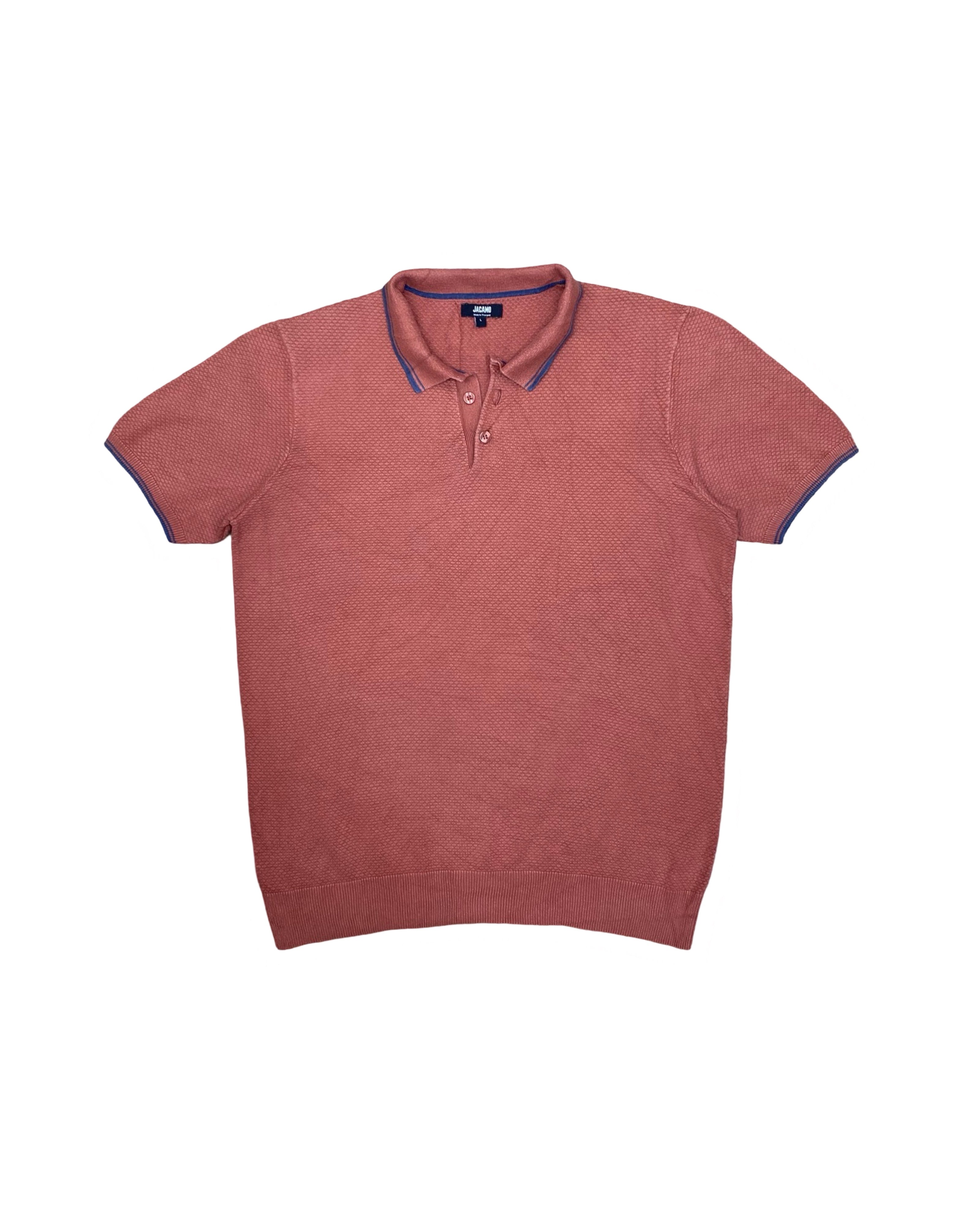 Jacamo Dusty Rose Knitted Polo Shirt | Large | Chest 22.5”