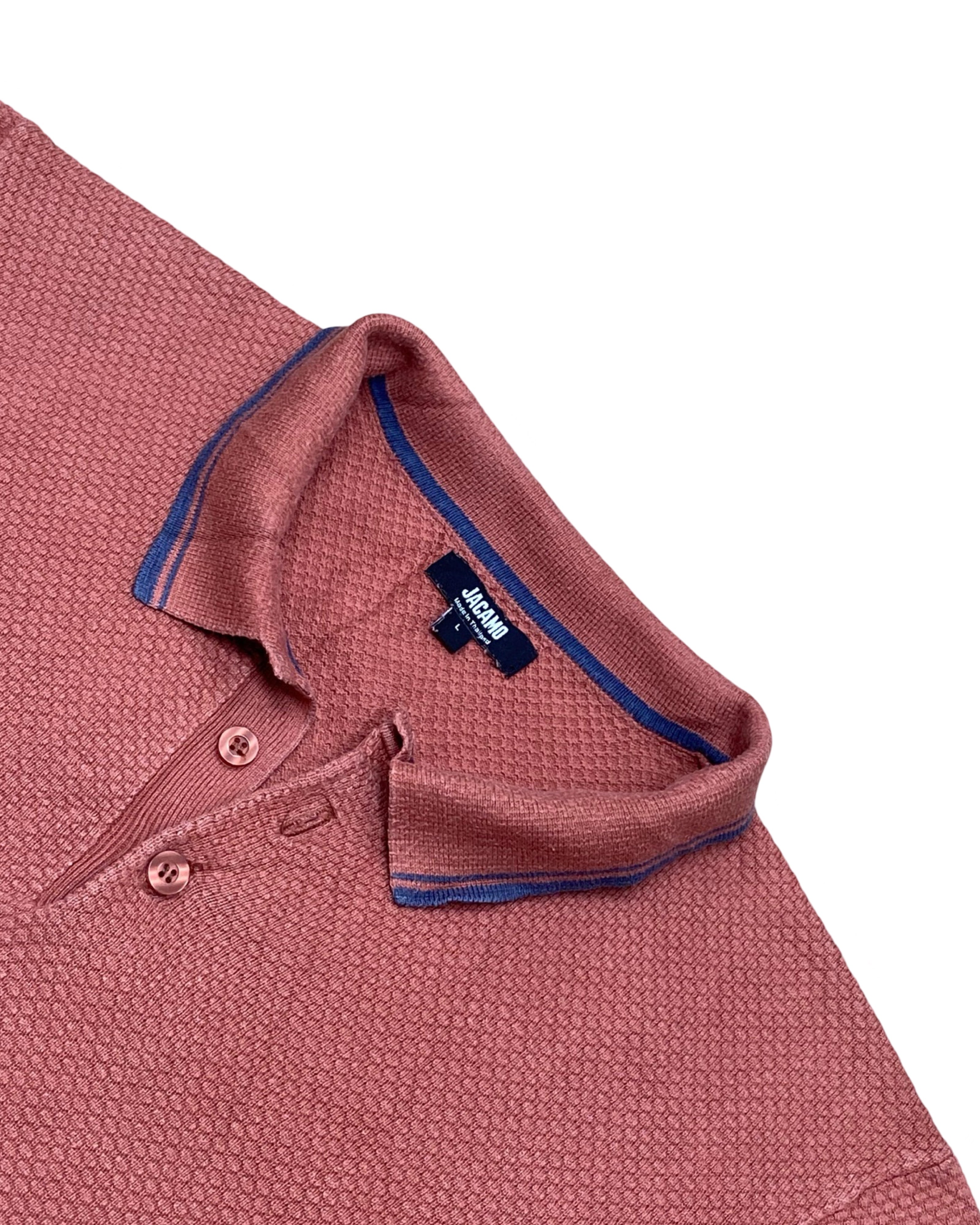 Jacamo Dusty Rose Knitted Polo Shirt | Large | Chest 22.5”