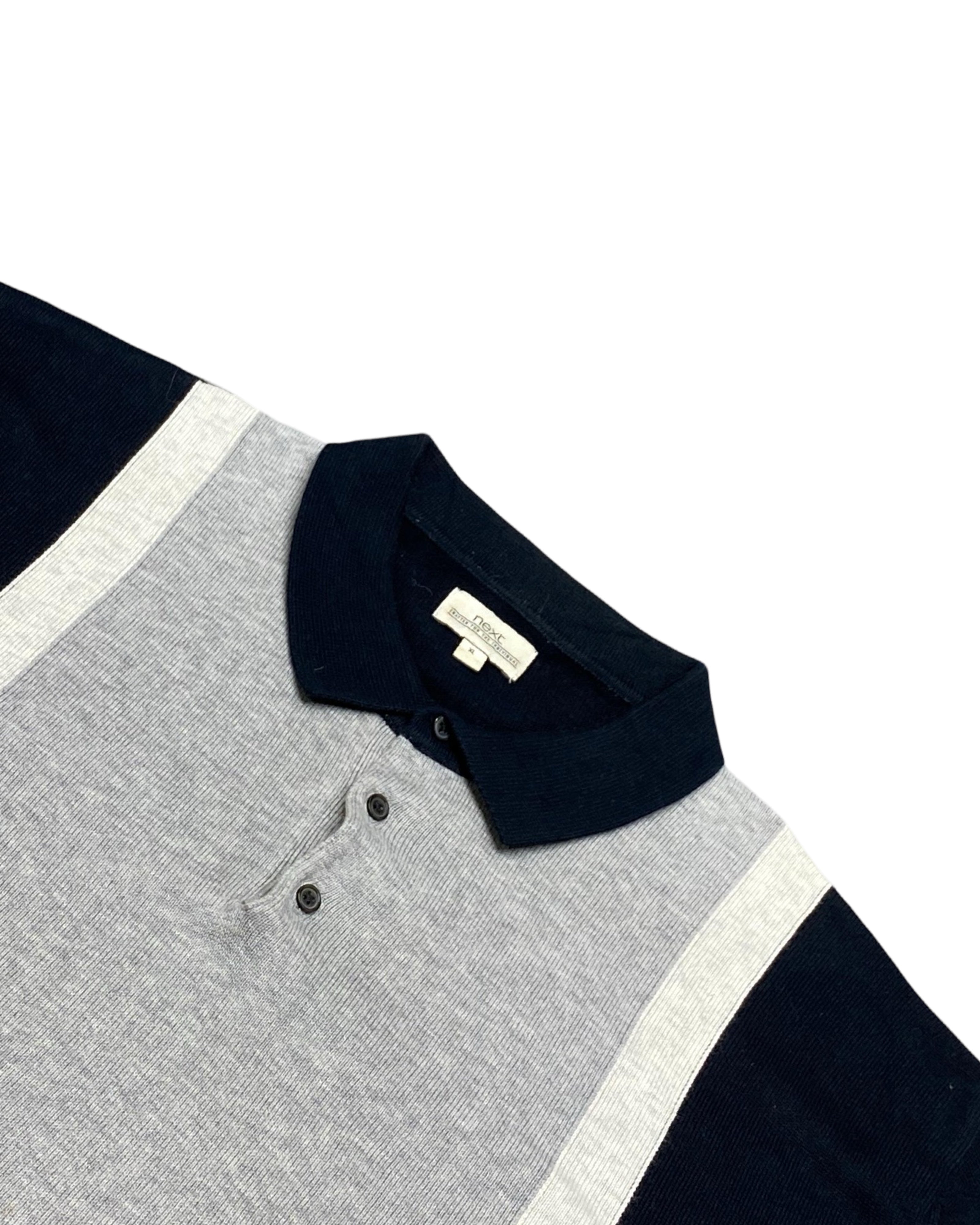 NEXT Colorblock Knitted Polo Shirt with Ribbed Hem | XL | Chest 23.5”