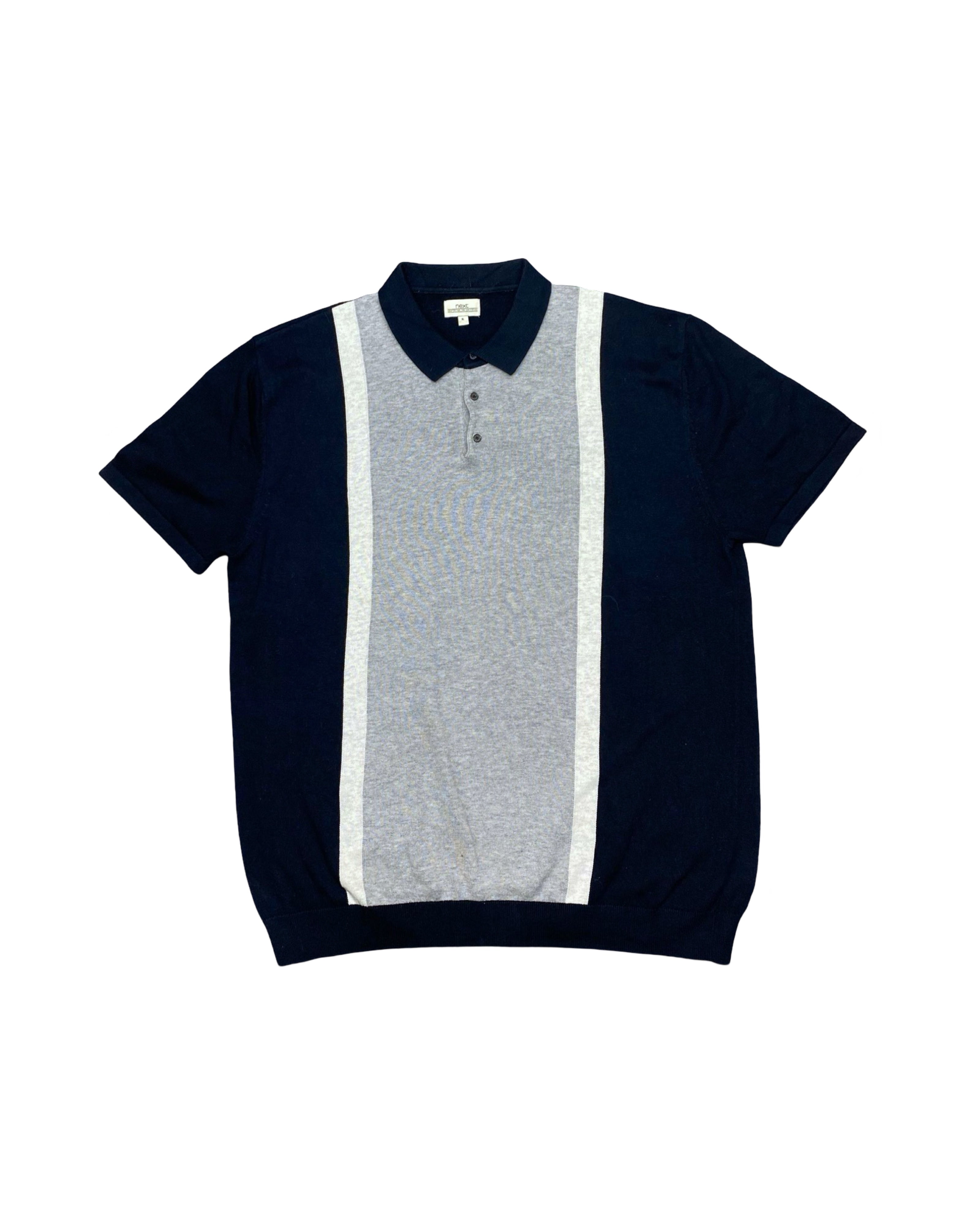NEXT Colorblock Knitted Polo Shirt with Ribbed Hem | XL | Chest 23.5”