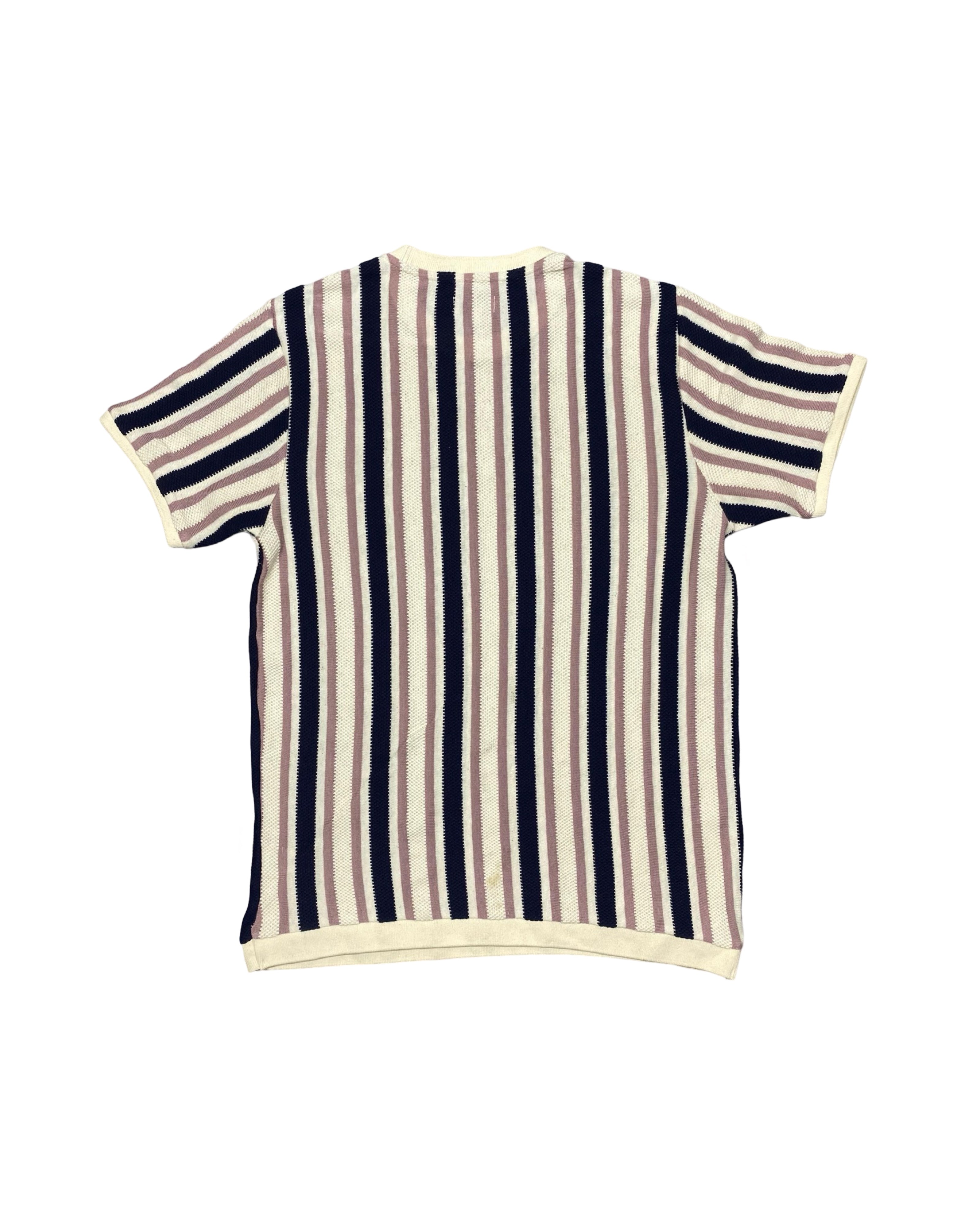 T&W Striped Knitted T-Shirt with Ribbed Hems | Medium | Chest 21”
