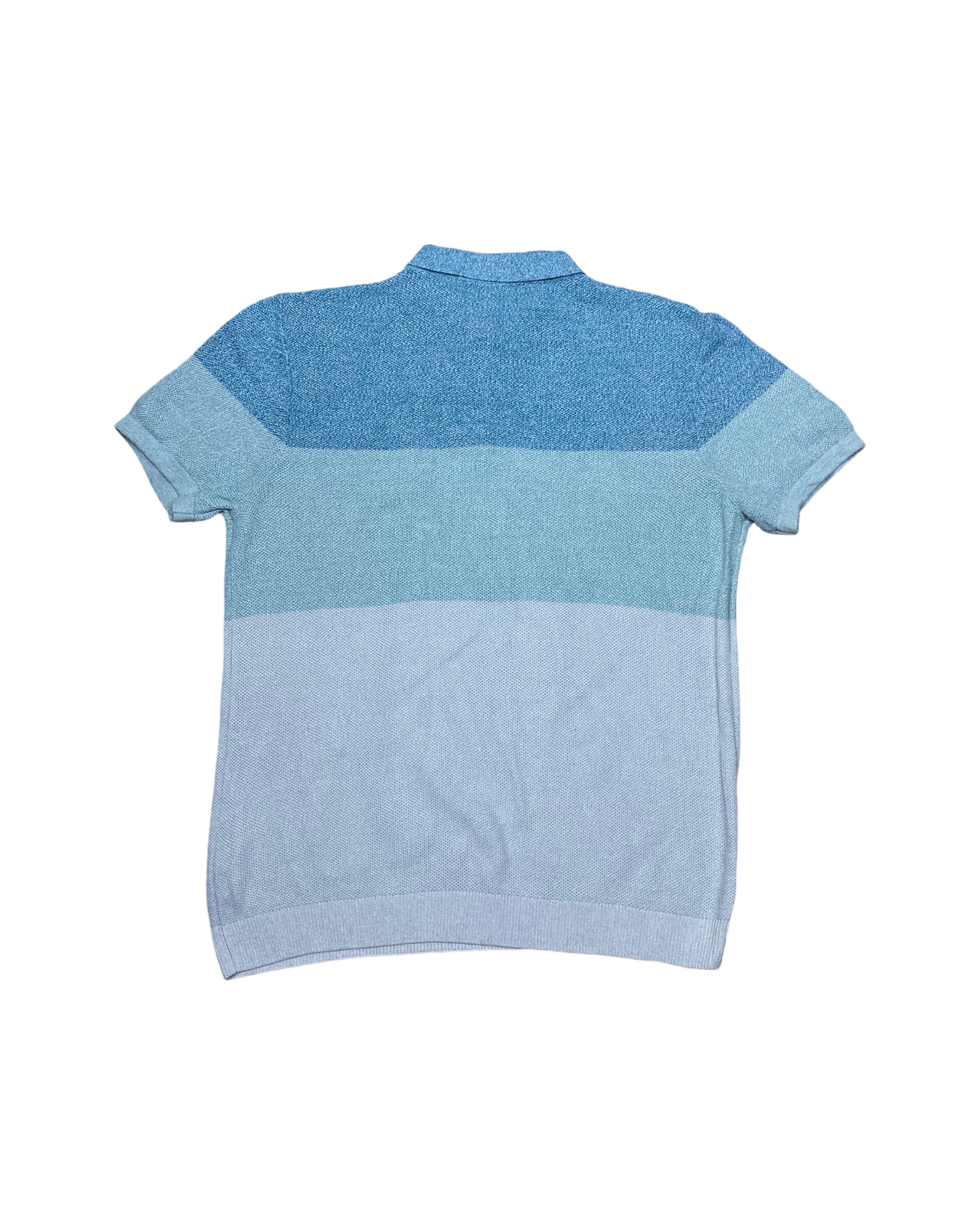 GEORGE Blue Colorblock Knit Polo Shirt | Large | Chest 22.5”