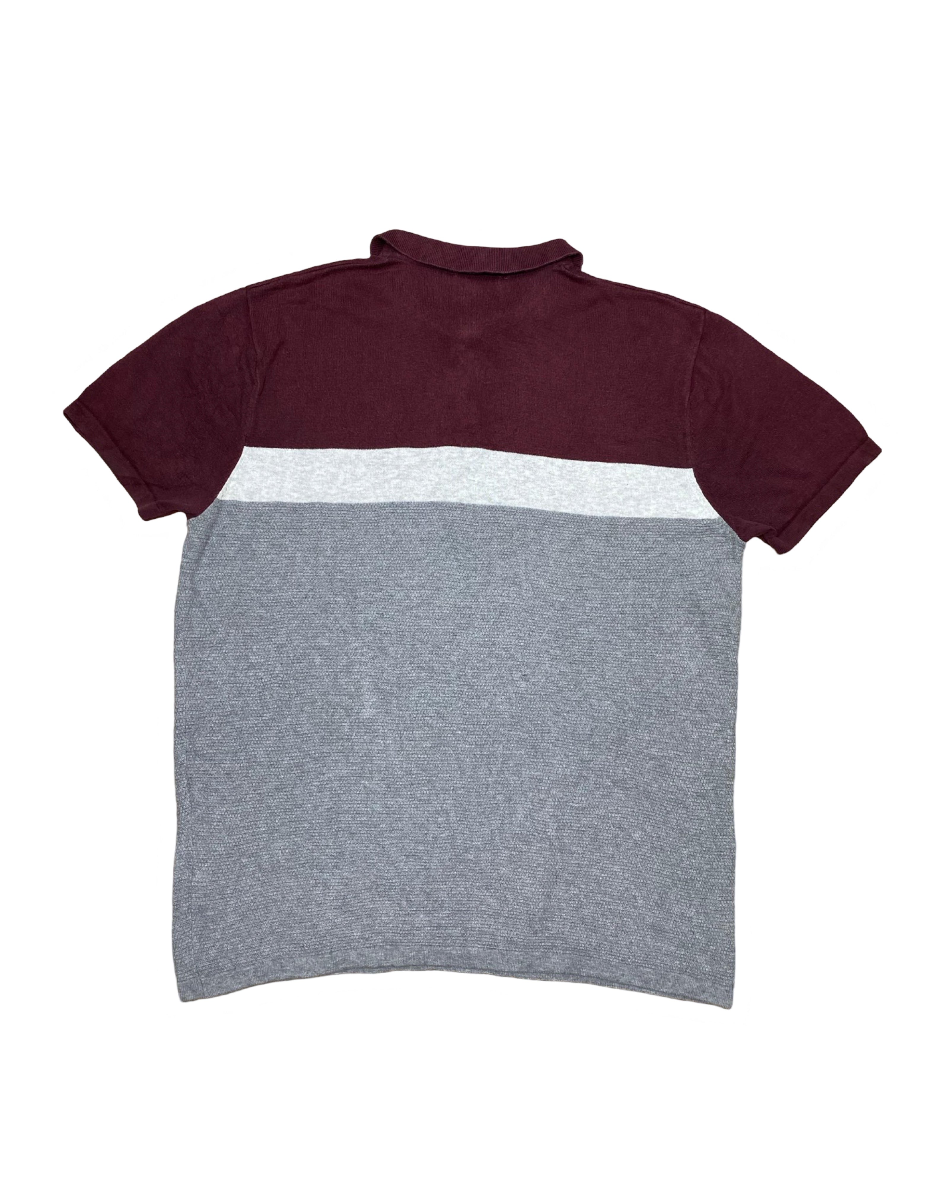 GEORGE Maroon & Grey Colorblock Knit Polo Shirt | Large | Chest 23”